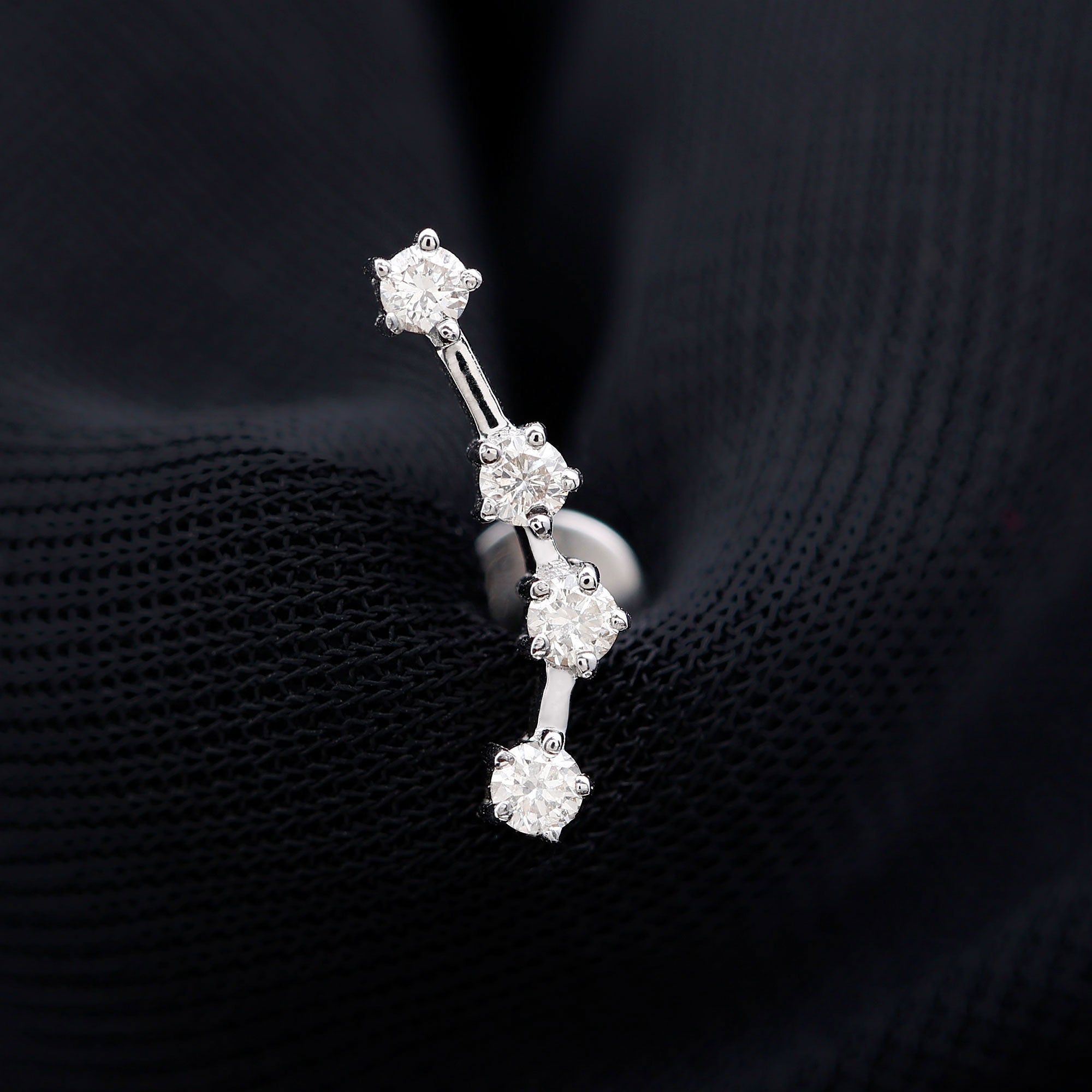 Diamond Aquarius Zodiac Earring for Helix Piercing Lab - ( EF-VS ) - Rosec Jewels