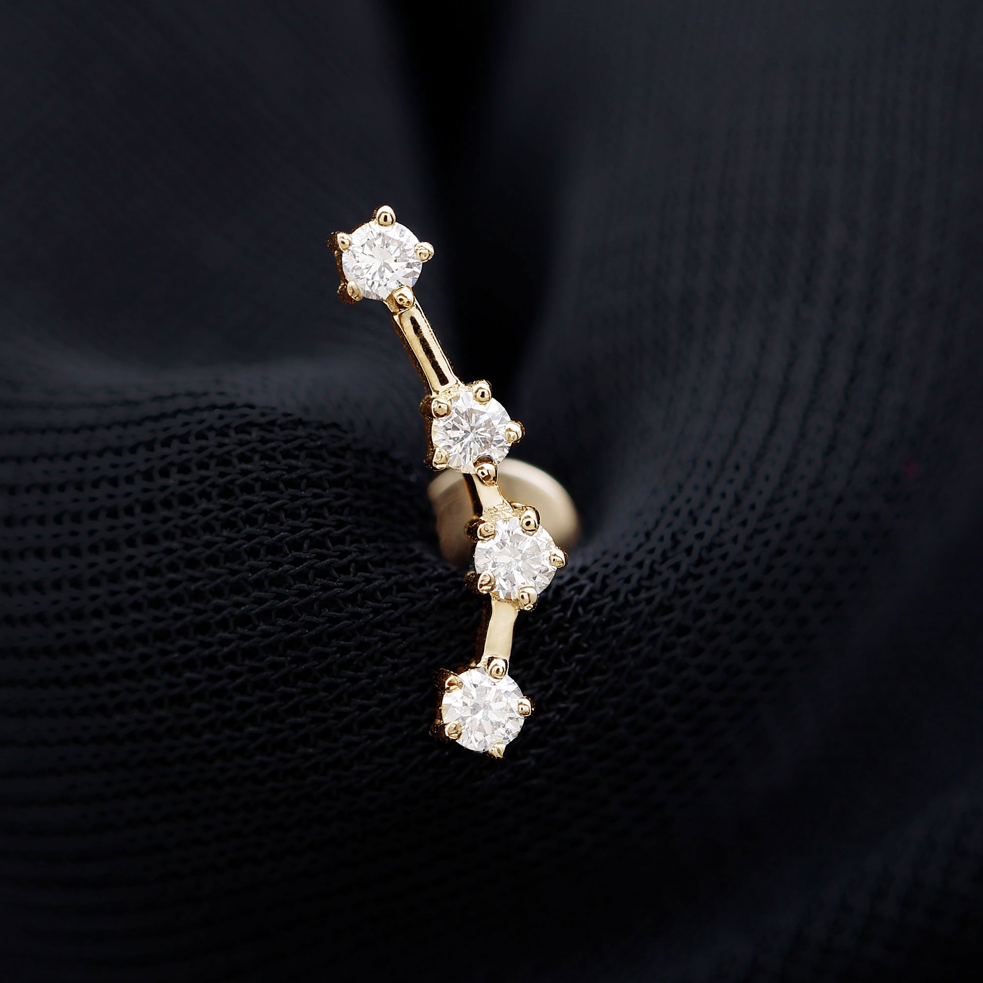 Diamond Aquarius Zodiac Earring for Helix Piercing Lab - ( EF-VS ) - Rosec Jewels