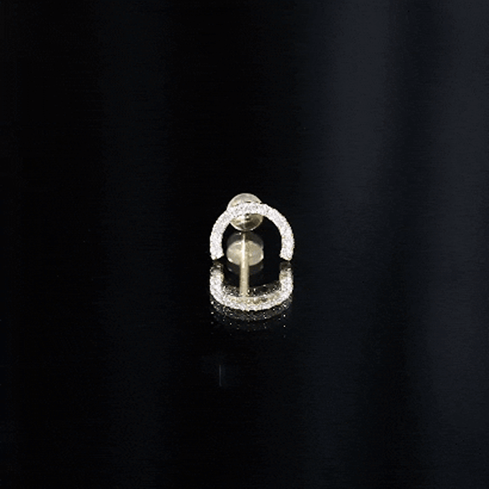 Certified Diamond Half Circle Earring for Piercing Lab - ( EF-VS ) - Rosec Jewels
