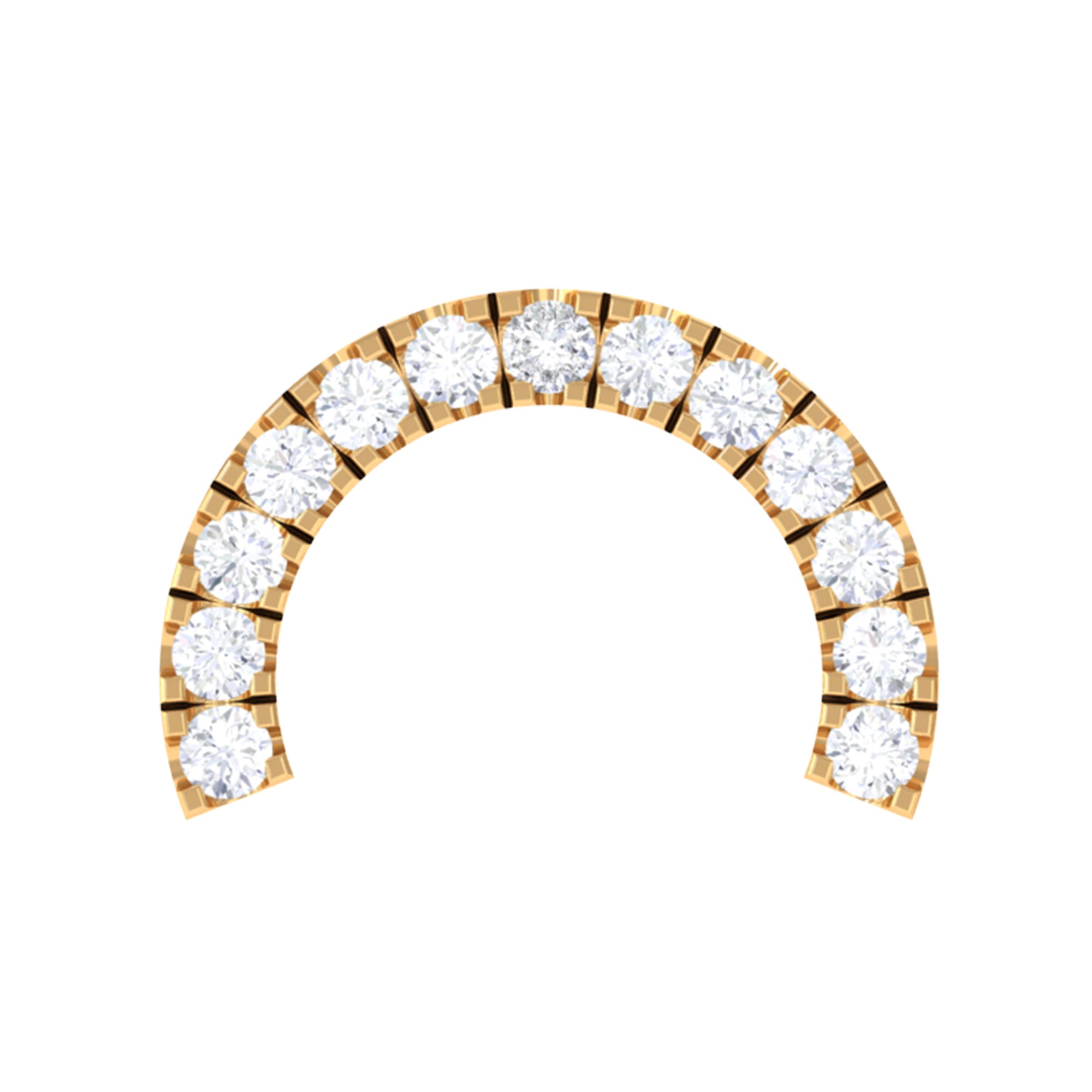Certified Diamond Half Circle Earring for Piercing Lab - ( EF-VS ) - Rosec Jewels