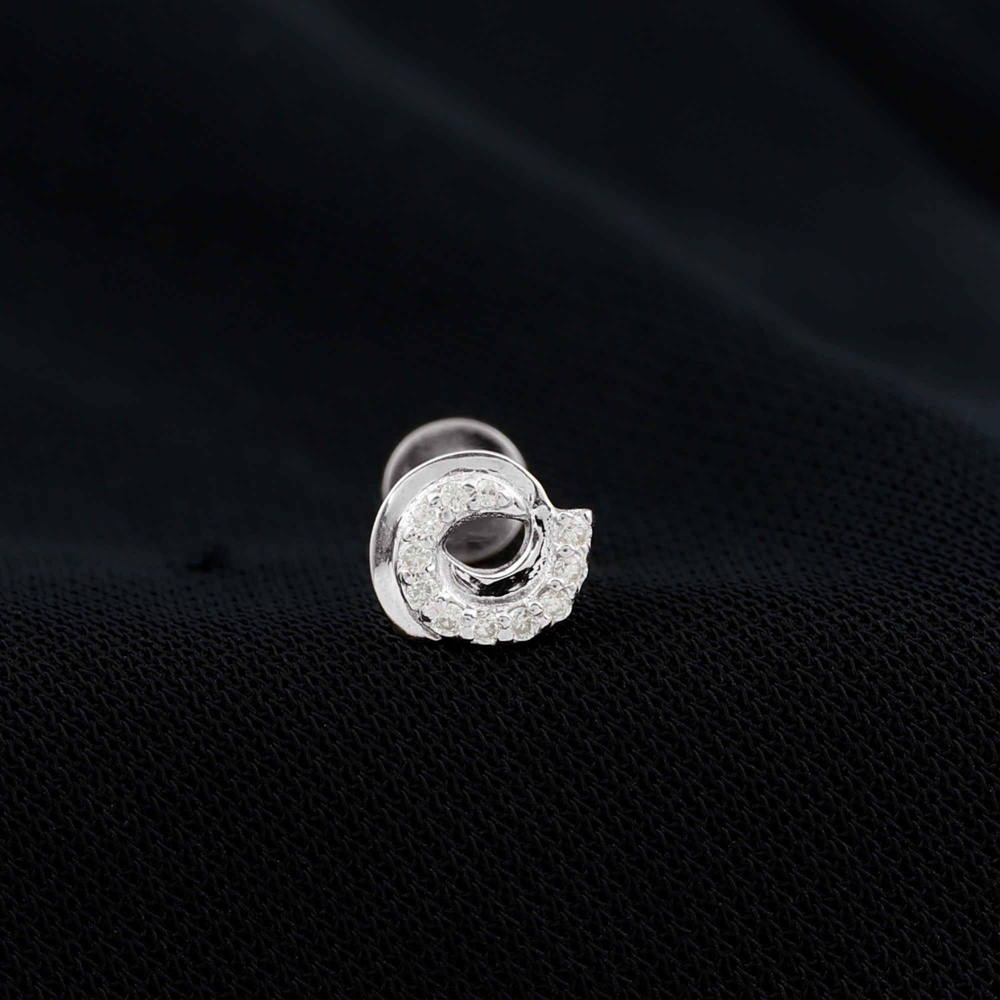 Certified Diamond Spiral Earring for Cartilage Piercing Lab - ( EF-VS ) - Rosec Jewels