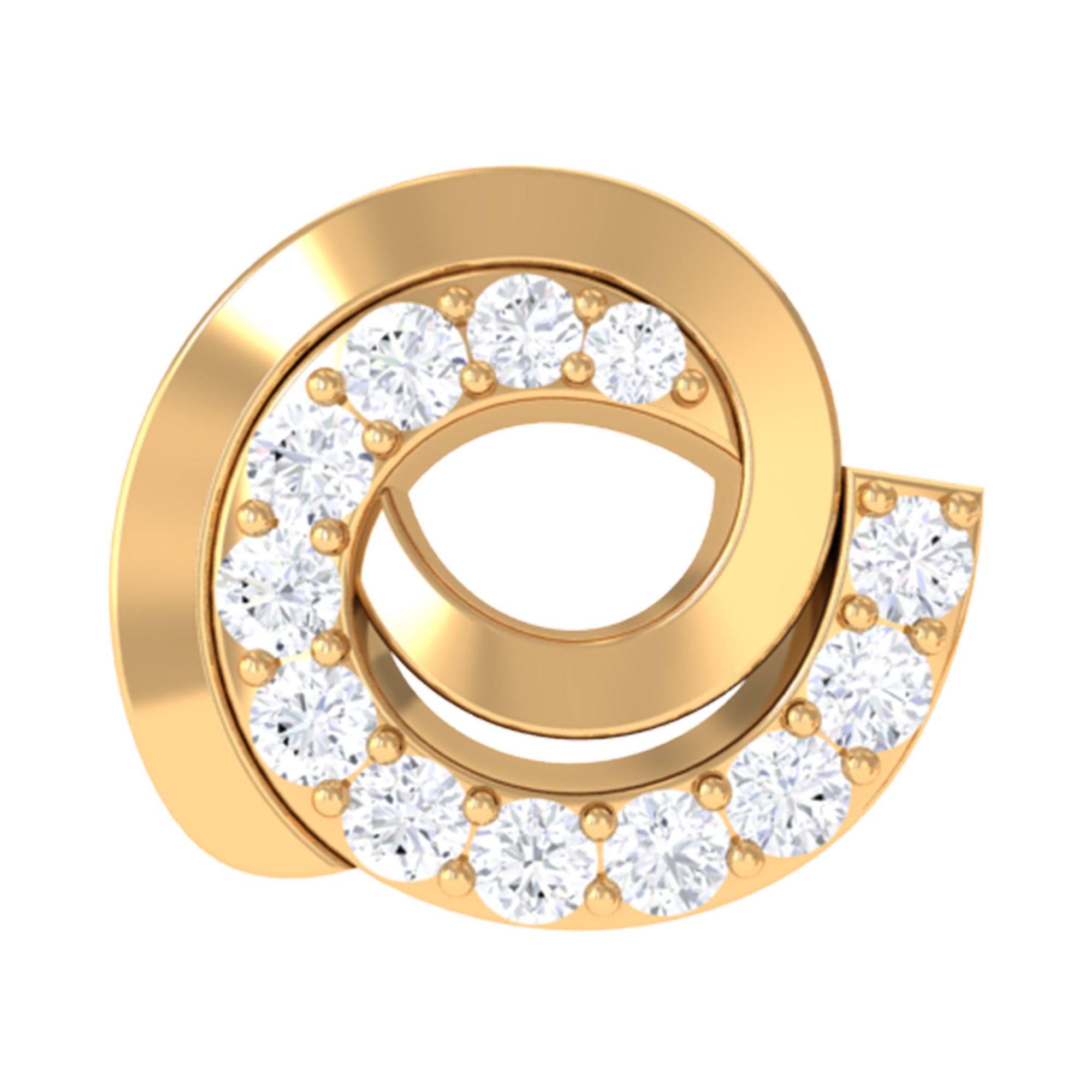 Certified Diamond Spiral Earring for Cartilage Piercing Lab - ( EF-VS ) - Rosec Jewels
