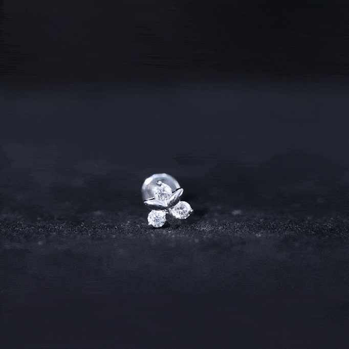 Brilliant Cut Diamond Floral Earring for Conch Piercing Lab - ( EF-VS ) - Rosec Jewels