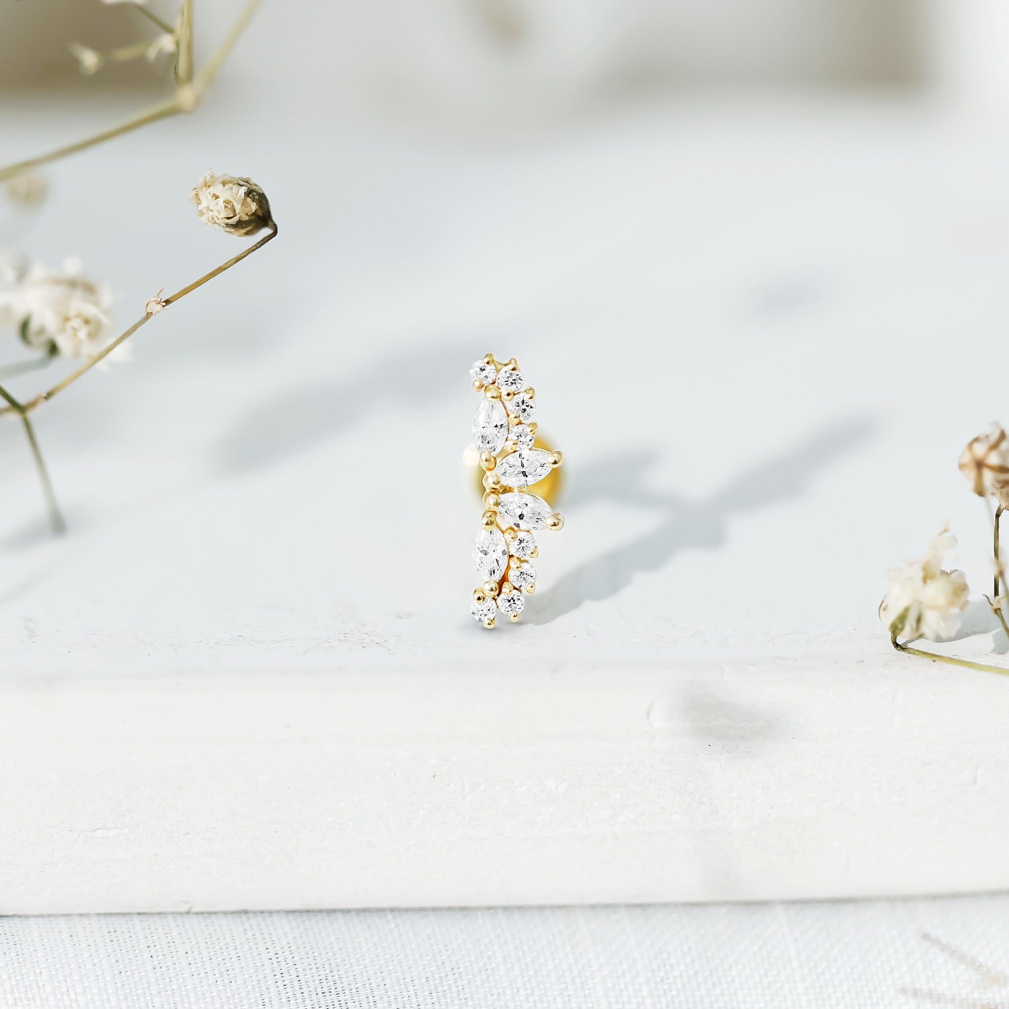 Unique Diamond Crawler Earring for Cartilage Piercing Lab - ( EF-VS ) - Rosec Jewels