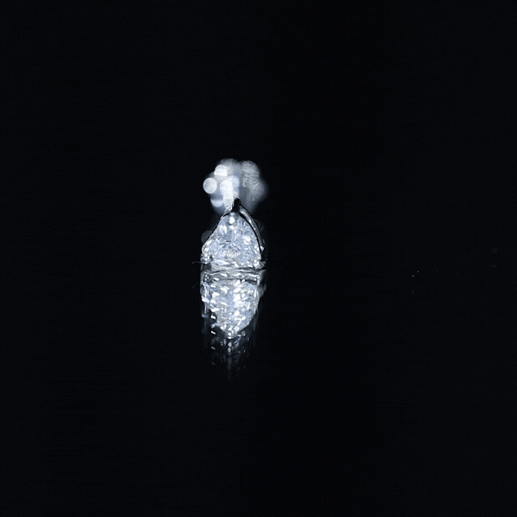 Solitaire Diamond Heart Earring with Flat Back Lab - ( EF-VS ) - Rosec Jewels