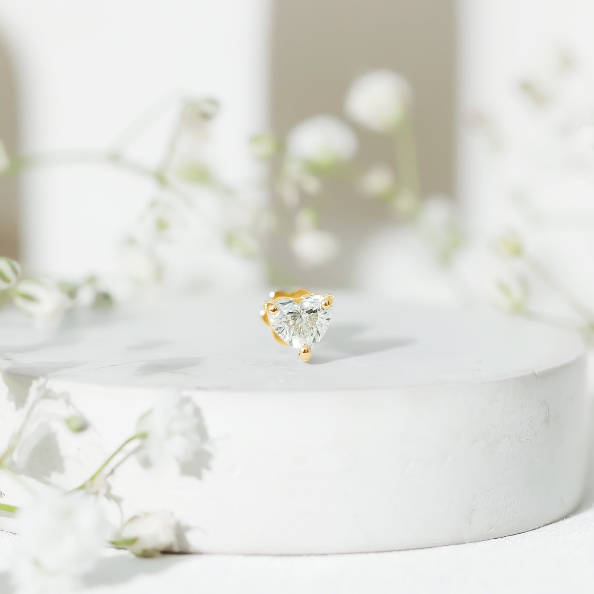 Solitaire Diamond Heart Earring with Flat Back Lab - ( EF-VS ) - Rosec Jewels