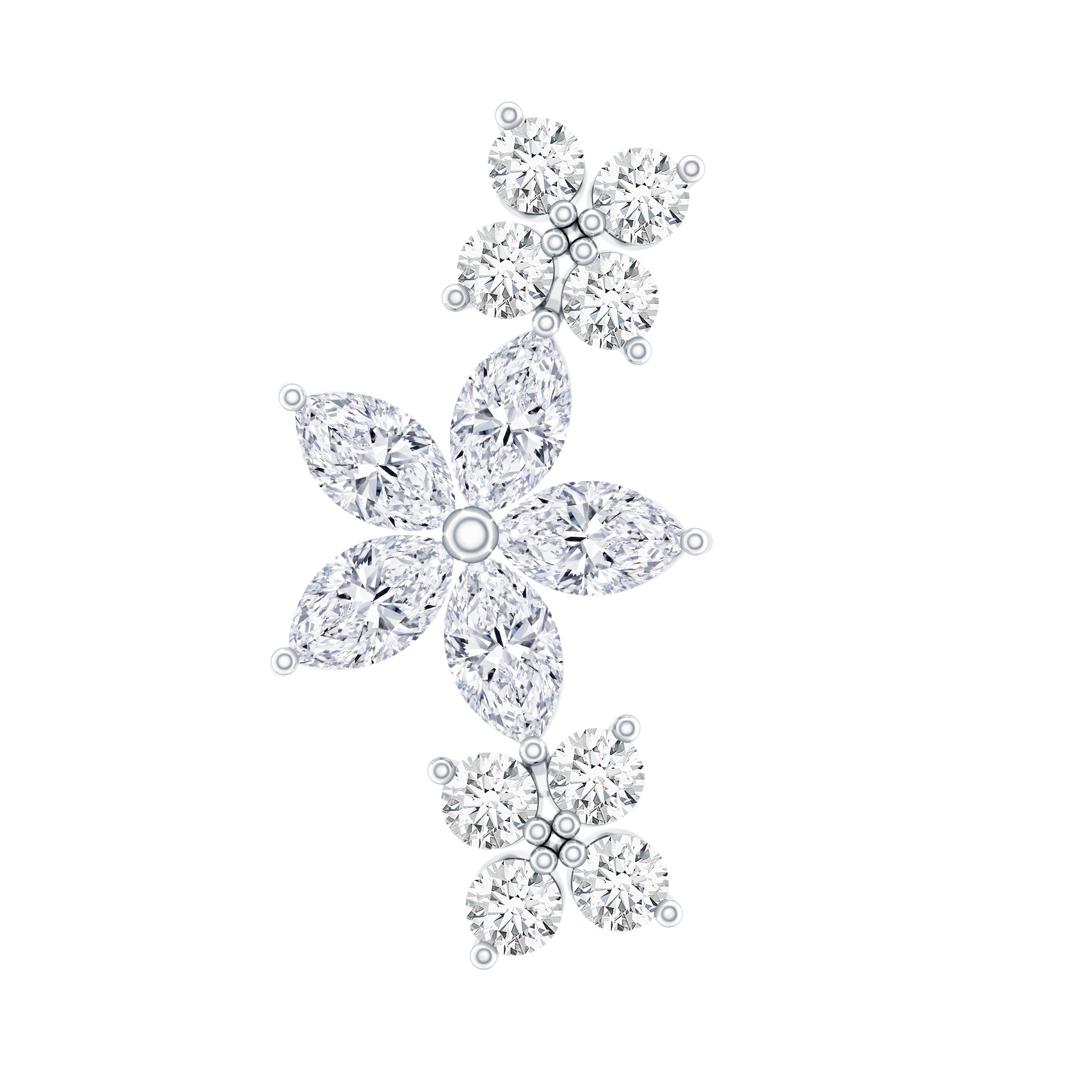 Cartilage Flower Crawler Earring with Diamond Lab - ( EF-VS ) - Rosec Jewels