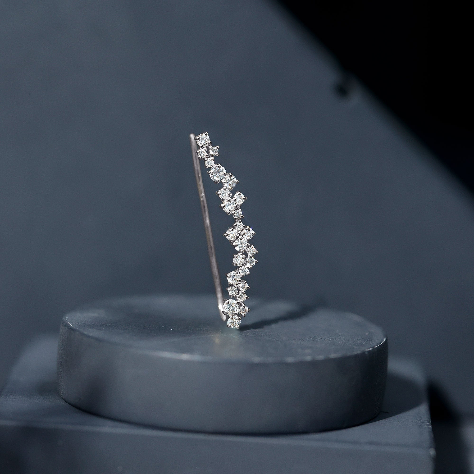 Diamond Cluster Climber Earring for Helix Piercing Lab - ( EF-VS ) - Rosec Jewels
