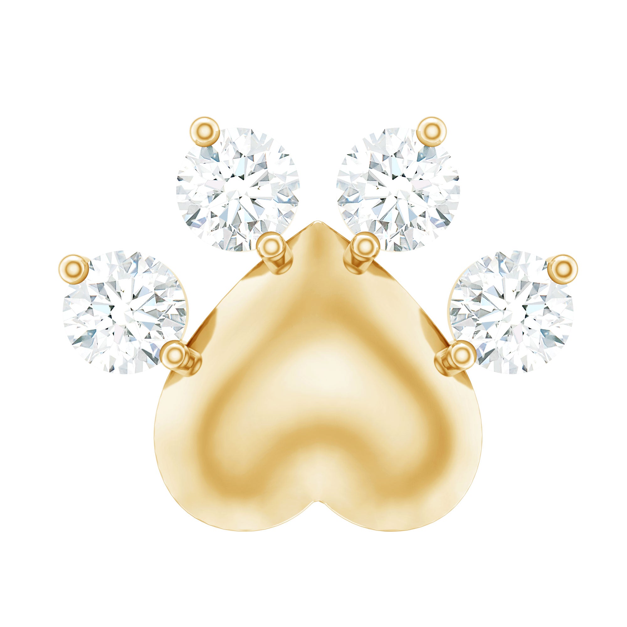 Diamond and Heart Dog Paw Print Cartilage Earring Lab - ( EF-VS ) - Rosec Jewels