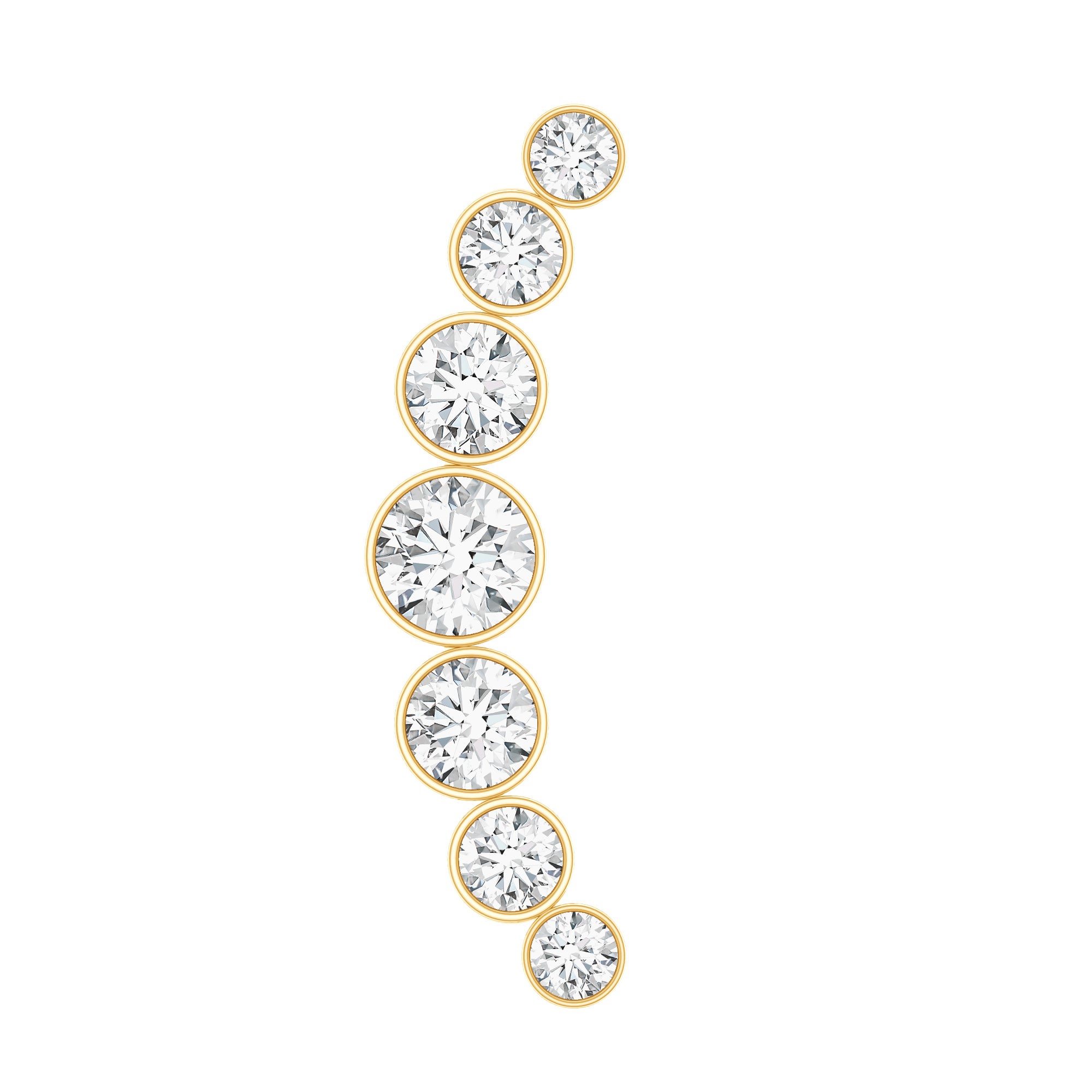 Graduated Diamond Crawler Helix Earring in Bezel Set Lab - ( EF-VS ) - Rosec Jewels