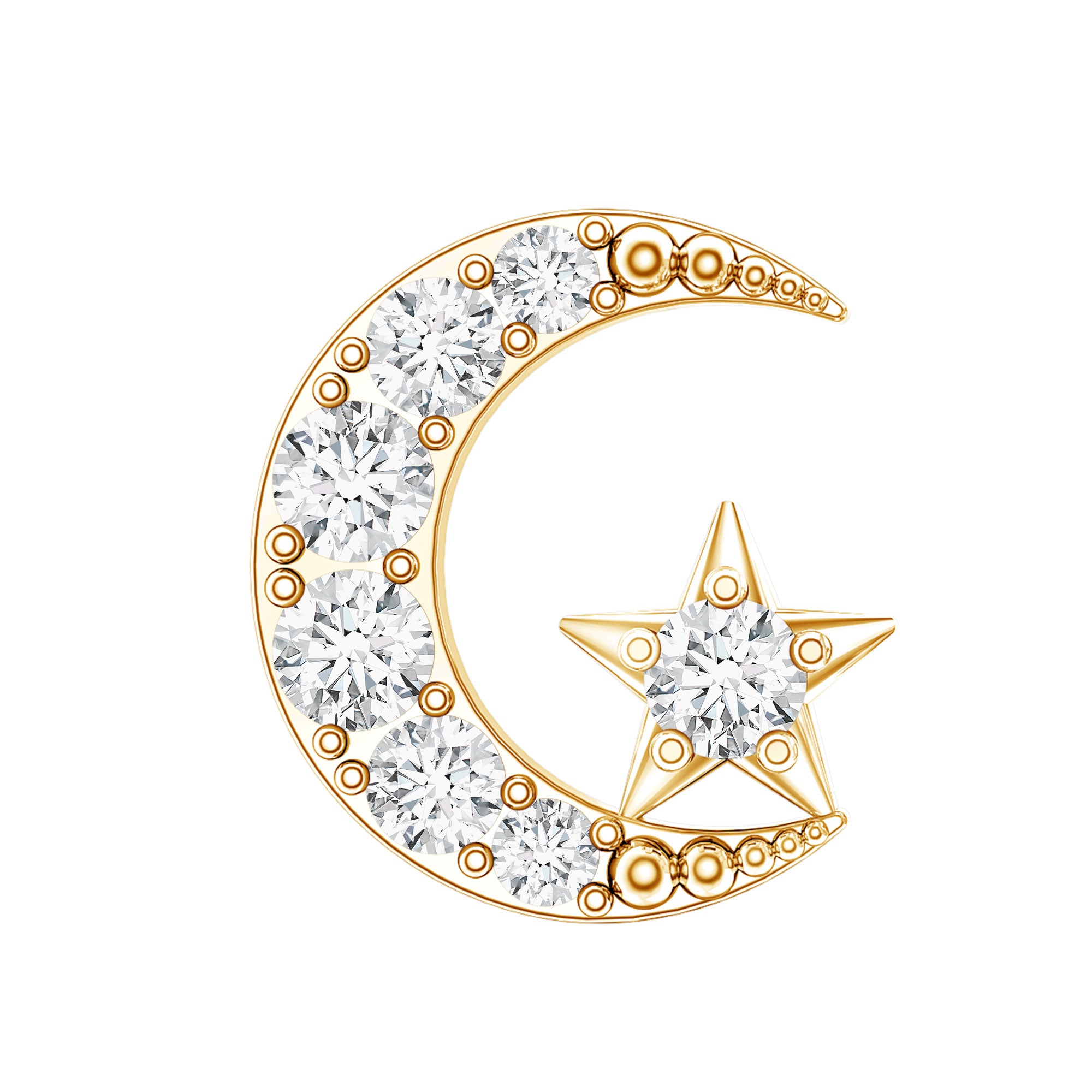 Certified Diamond Crescent Moon Helix Earring with Star Lab - ( EF-VS ) - Rosec Jewels