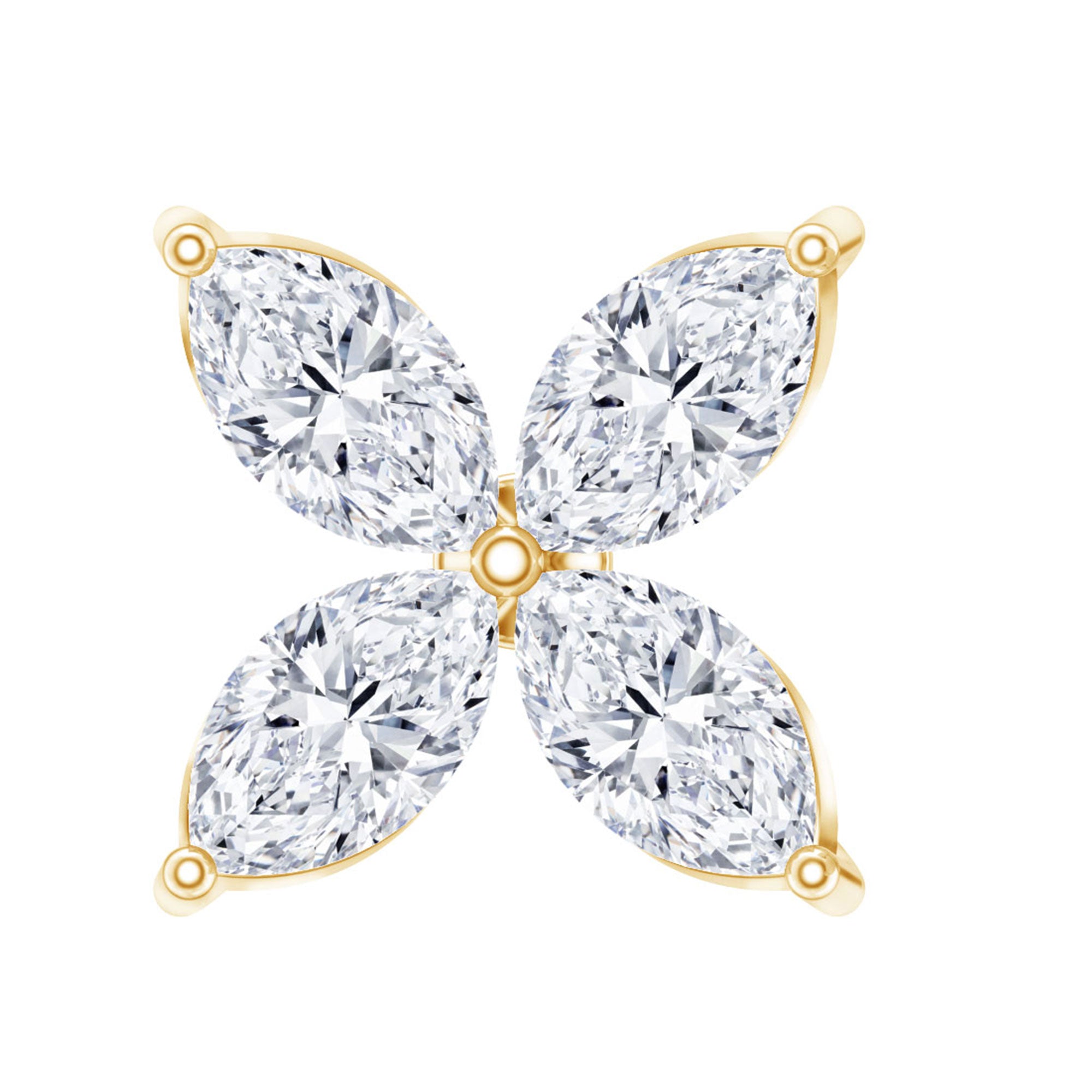 Marquise Four Petal Flower Cartilage Earring Lab - ( EF-VS ) - Rosec Jewels