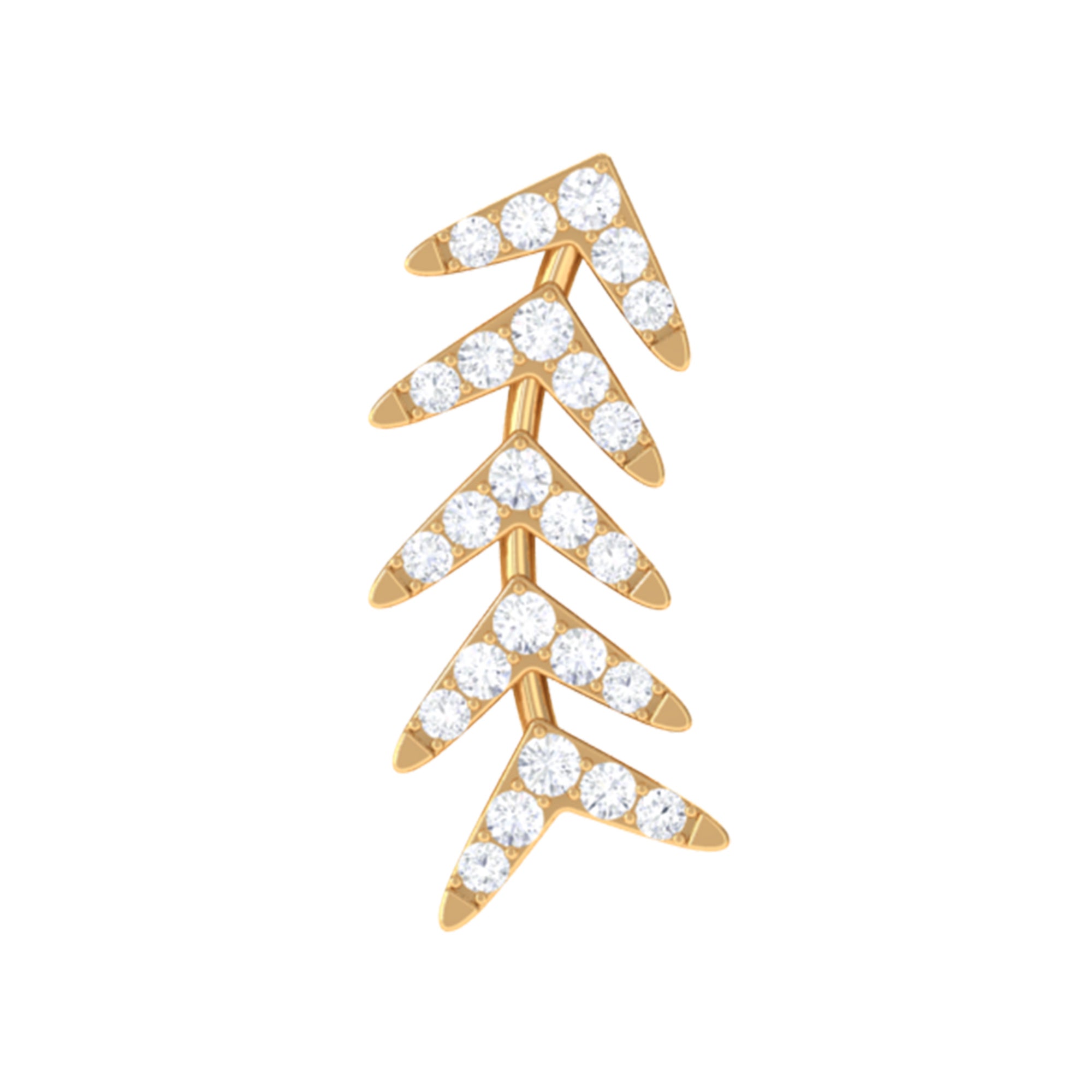 Minimalist Diamond Leaf Crawler Earring for Helix Piercing Lab - ( EF-VS ) - Rosec Jewels