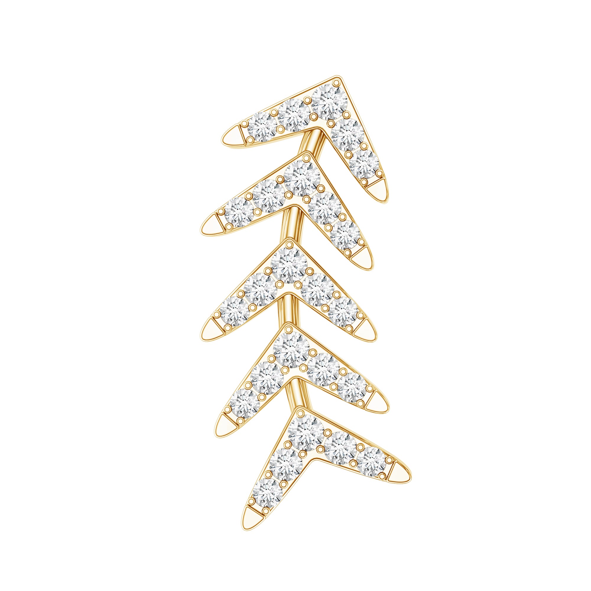 Minimalist Diamond Leaf Crawler Earring for Helix Piercing Lab - ( EF-VS ) - Rosec Jewels