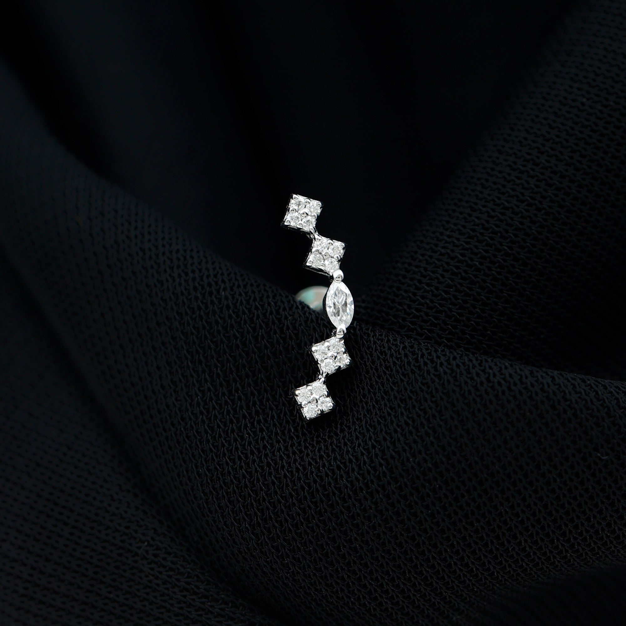 Rosec Jewels-Elegant Diamond Ear Crawler Earring for Helix Piercing