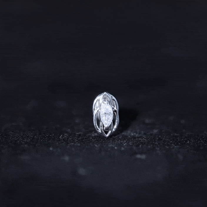 Marquise Diamond Solitaire Cartilage Earring Lab - ( EF-VS ) - Rosec Jewels
