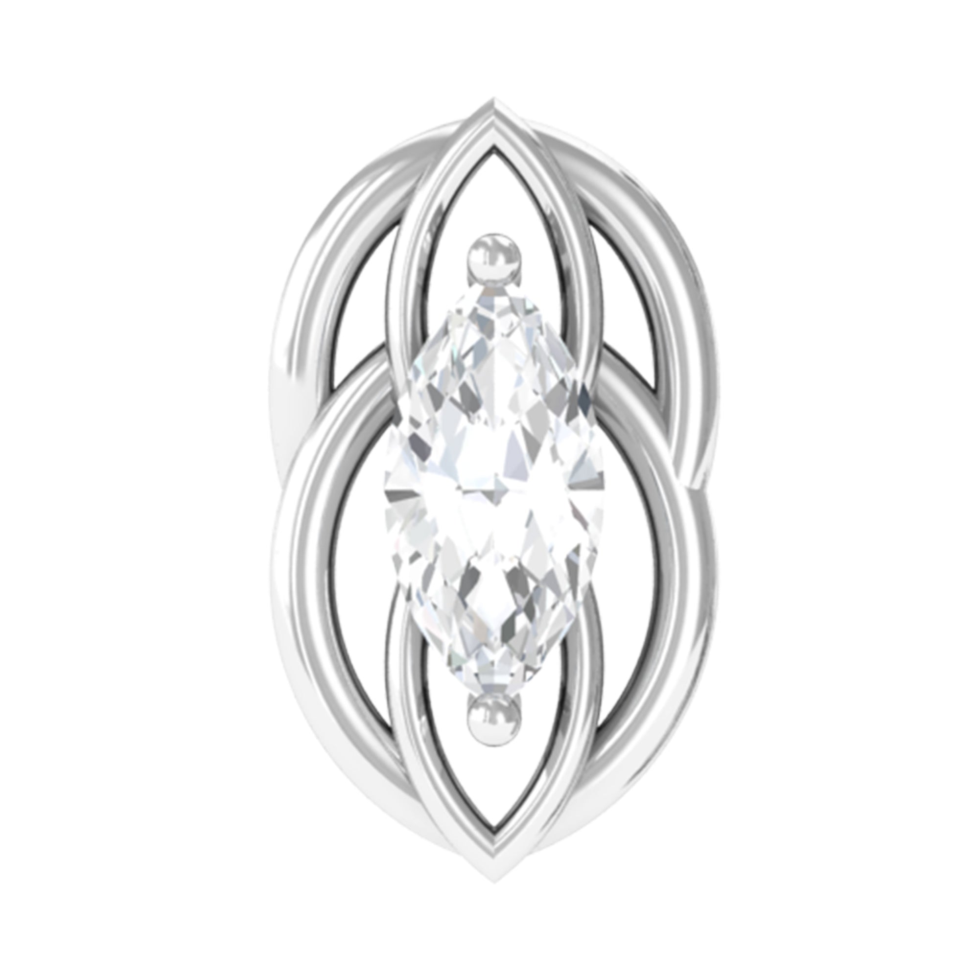Marquise Diamond Solitaire Cartilage Earring Lab - ( EF-VS ) - Rosec Jewels