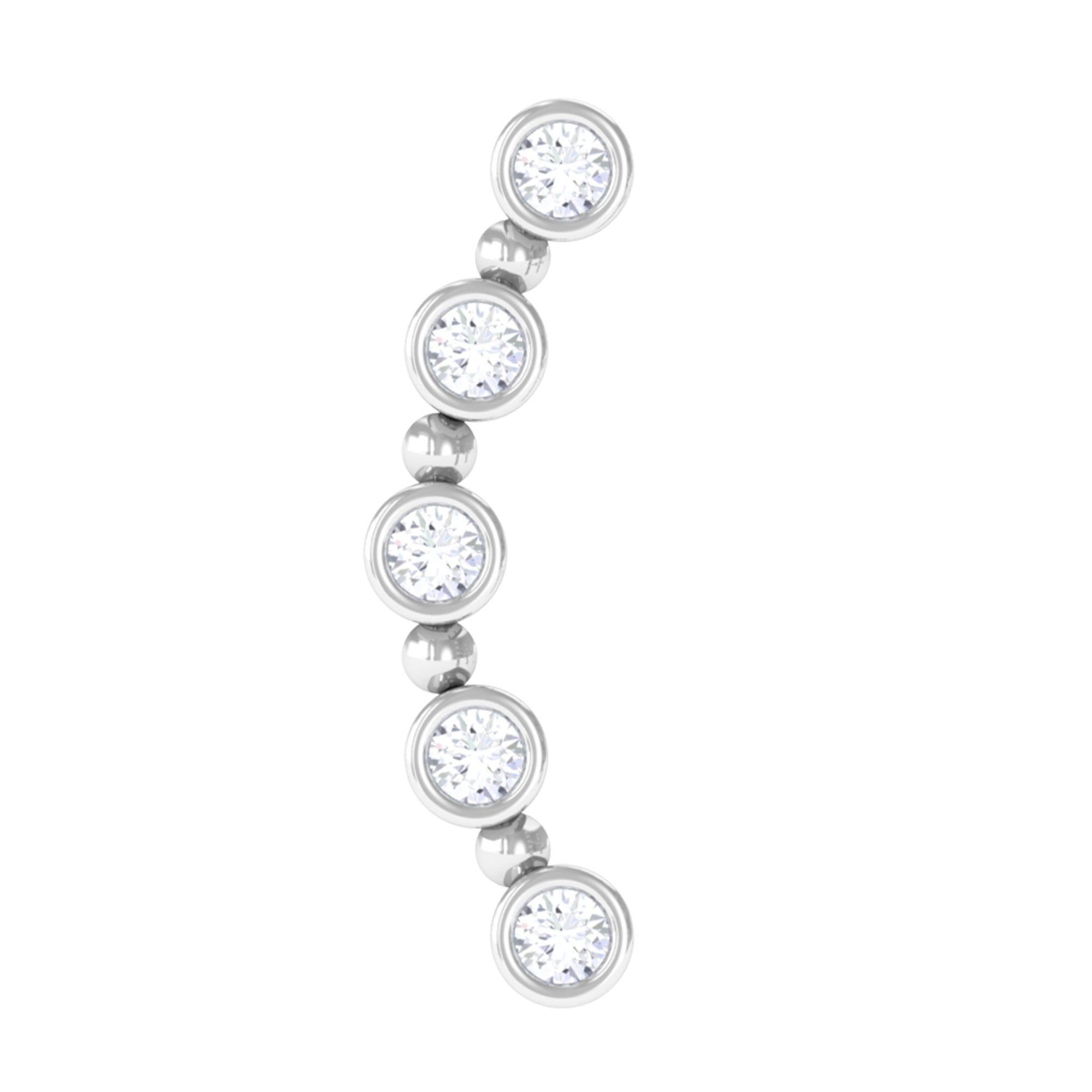 Bezel Set Diamond Crawler Earring for Cartilage Piercing Lab - ( EF-VS ) - Rosec Jewels