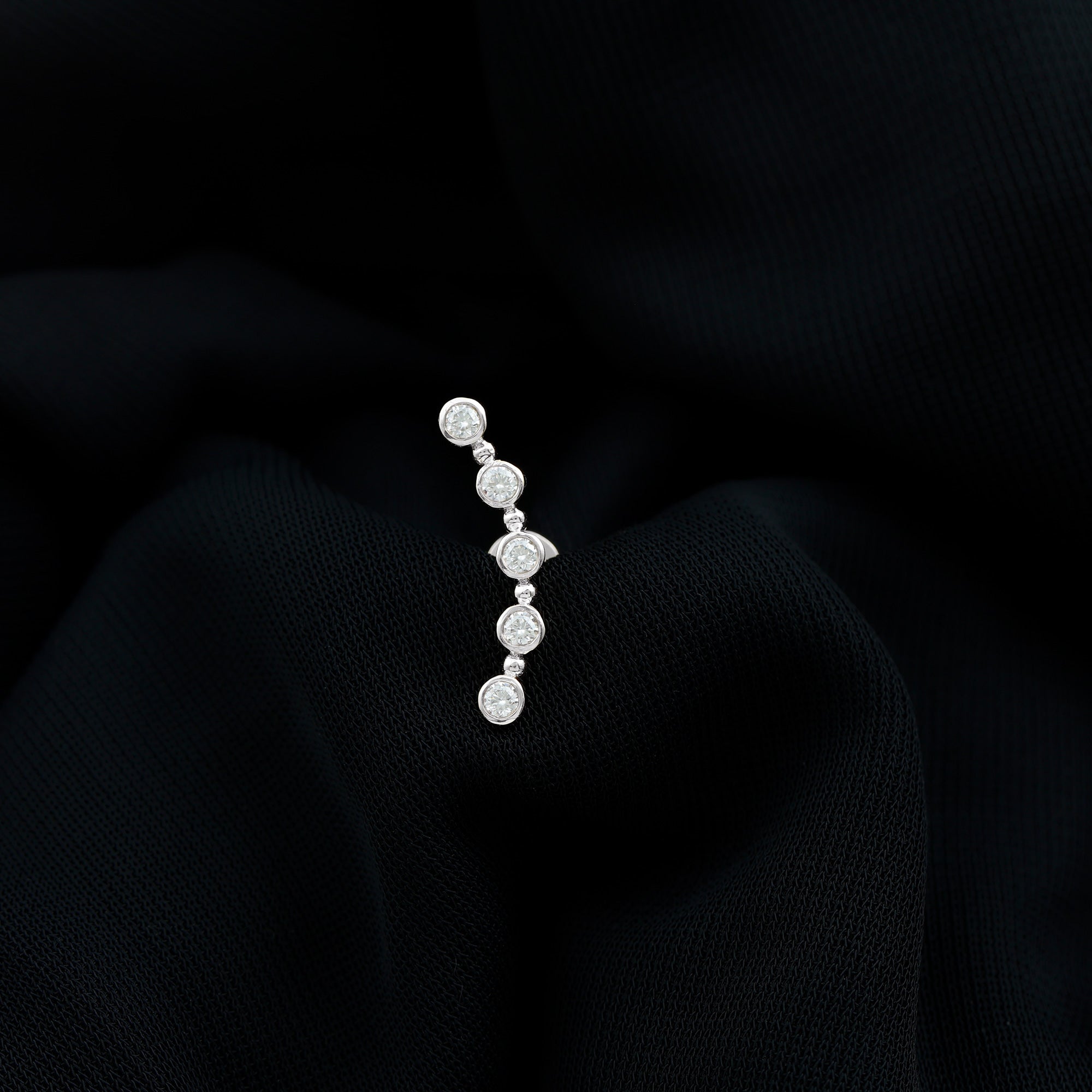 Bezel Set Diamond Crawler Earring for Cartilage Piercing Lab - ( EF-VS ) - Rosec Jewels