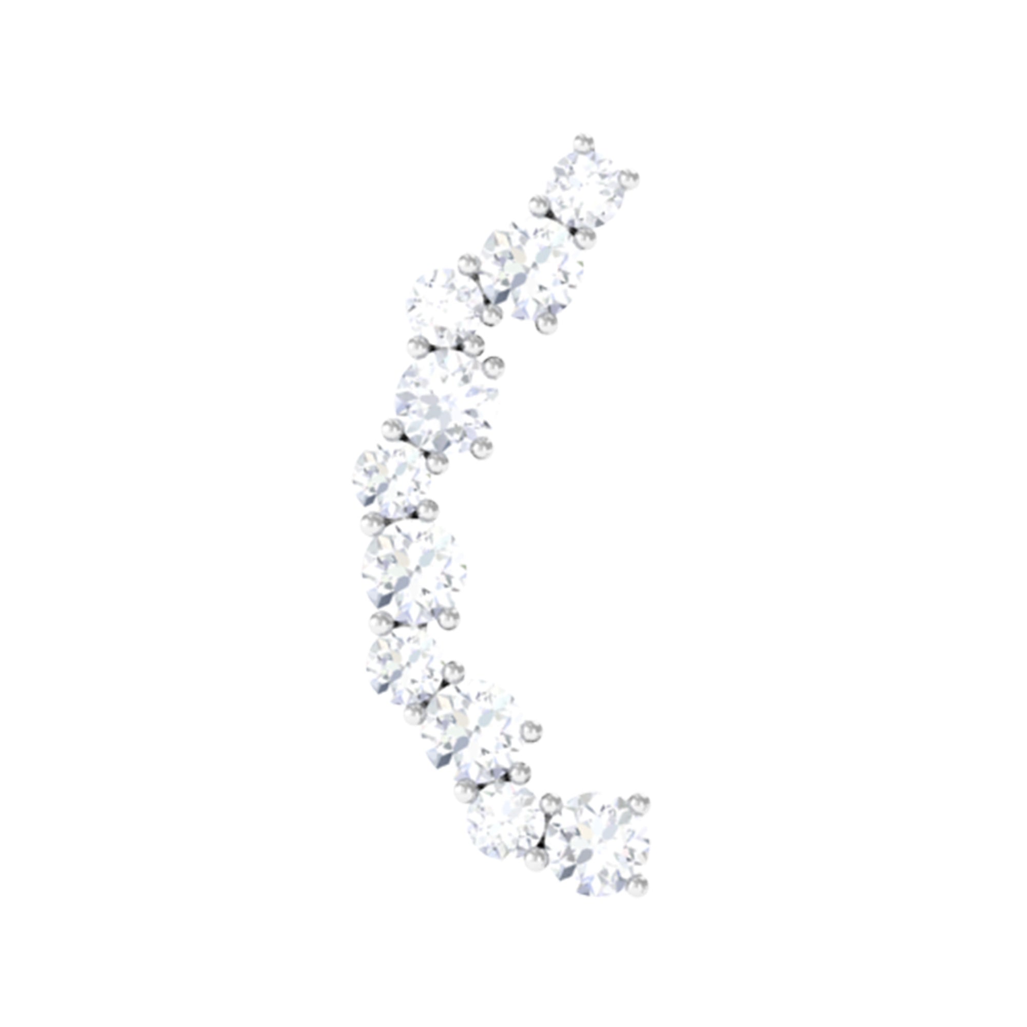 Certified Diamond Curved Crawler Earring for Women