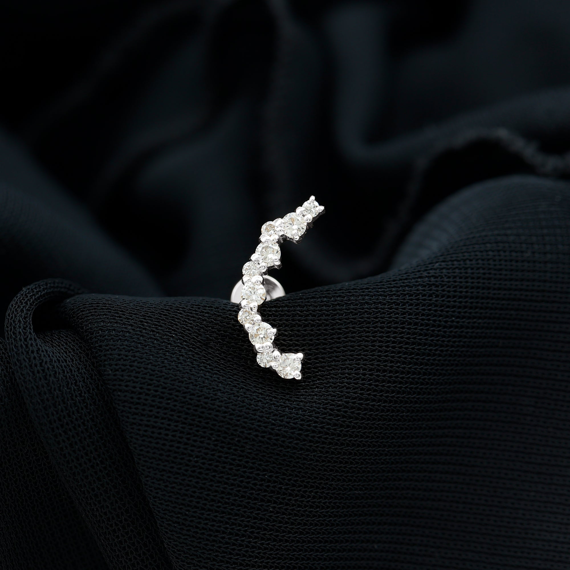 Rosec Jewels-Certified Diamond Curved Crawler Earring for Women