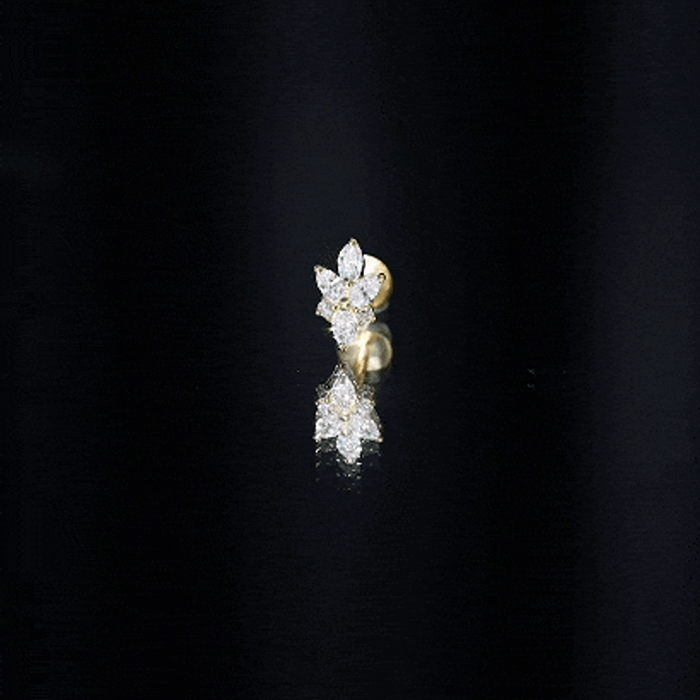 Marquise Diamond Cluster Flower Earring with Flat Back Lab - ( EF-VS ) - Rosec Jewels
