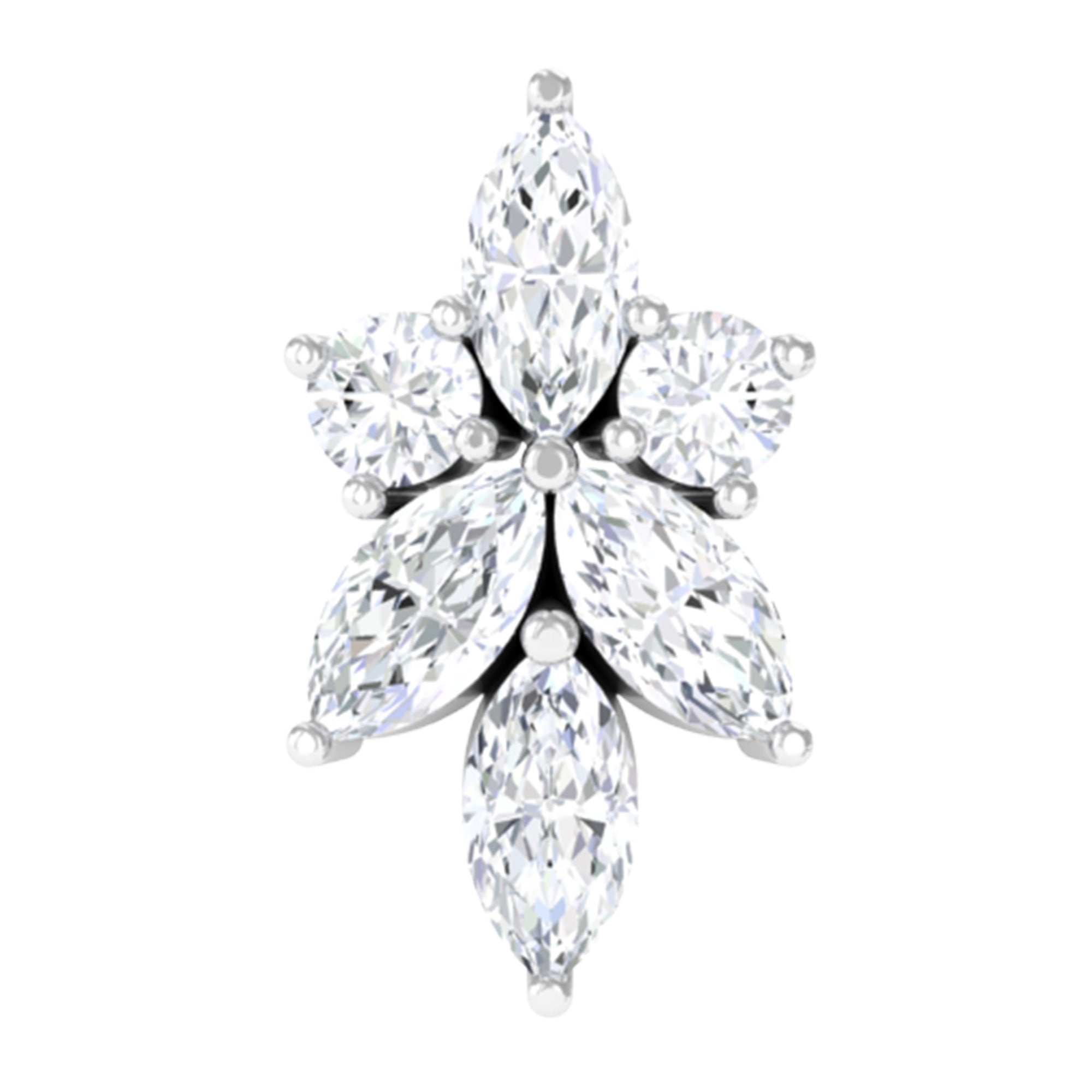 Marquise Diamond Cluster Flower Earring with Flat Back Lab - ( EF-VS ) - Rosec Jewels