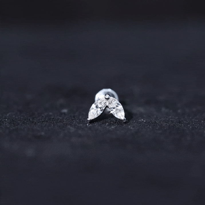 Marquise Diamond Two Stone Earring for Tragus Piercing Lab - ( EF-VS ) - Rosec Jewels