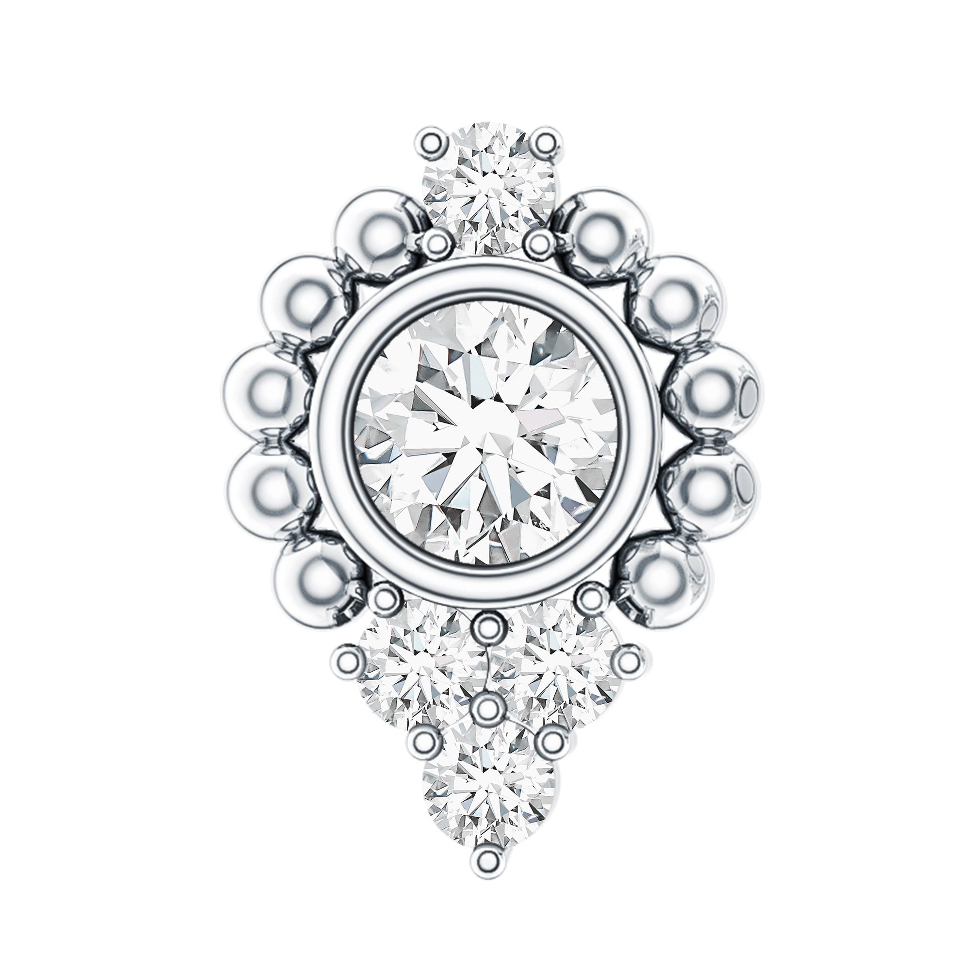 Bezel Set Diamond Minimalist Earring for Tragus Piercing Lab - ( EF-VS ) - Rosec Jewels