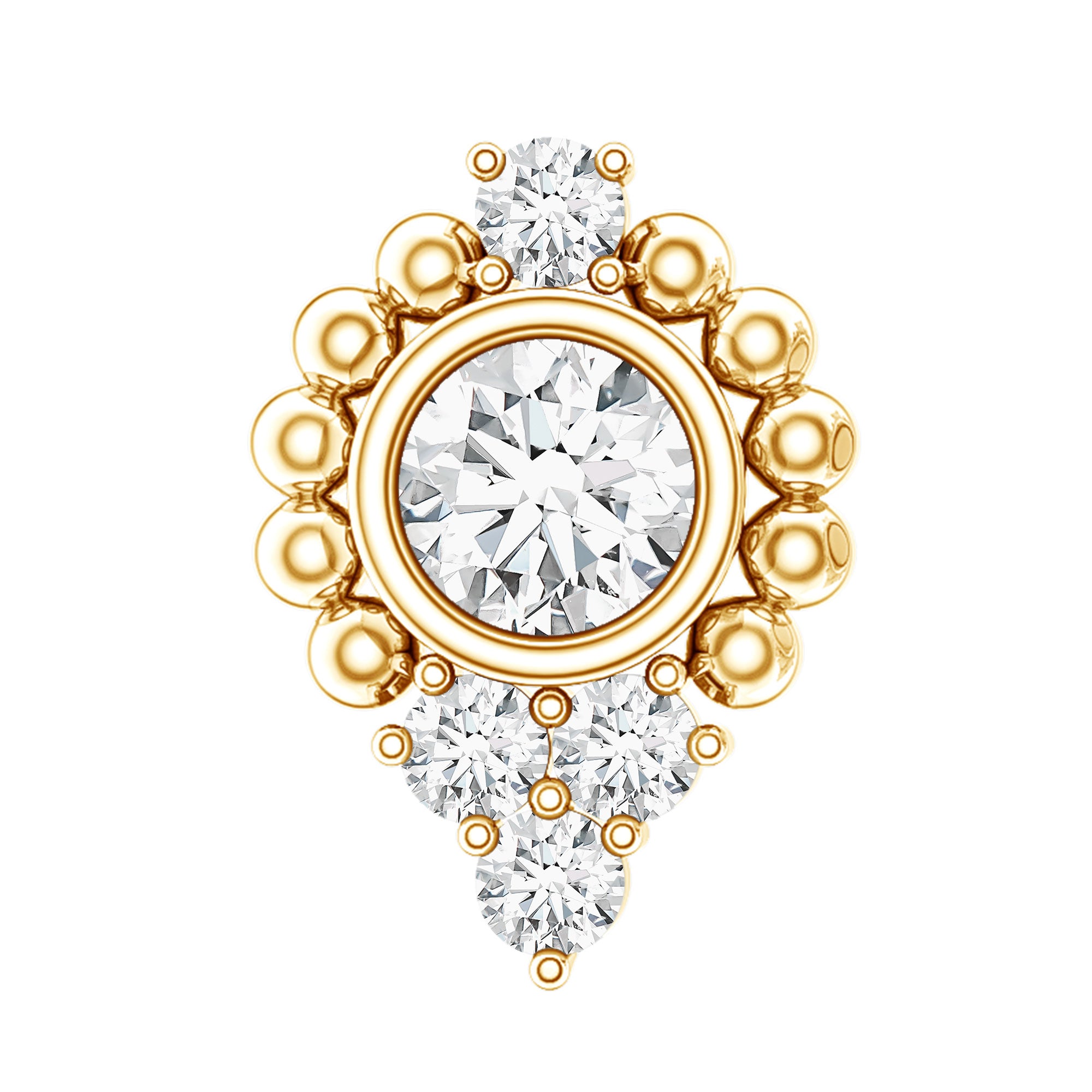 Bezel Set Diamond Minimalist Earring for Tragus Piercing Lab - ( EF-VS ) - Rosec Jewels