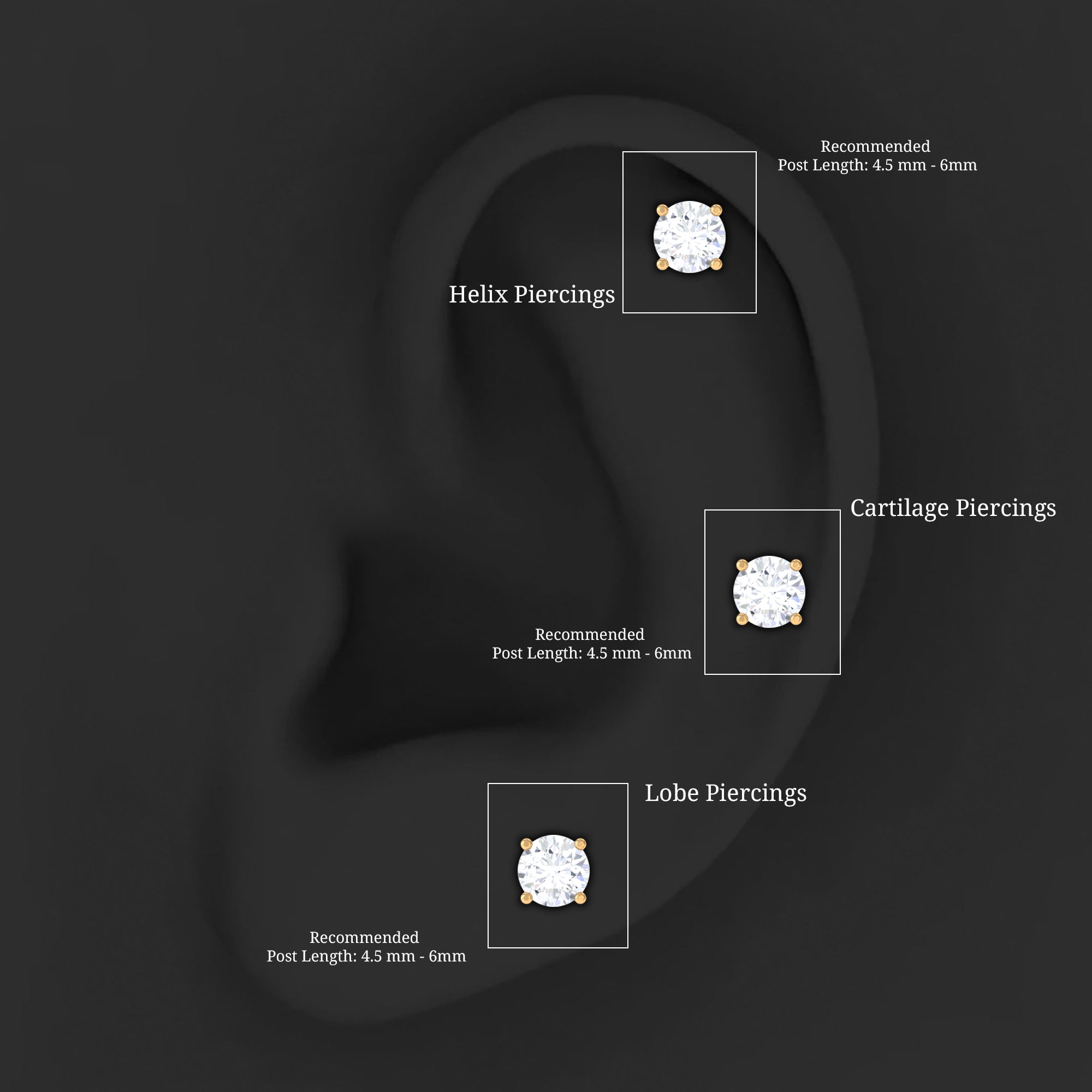 Minimalist Diamond Solitaire Conch Earring Lab - ( EF-VS ) - Rosec Jewels