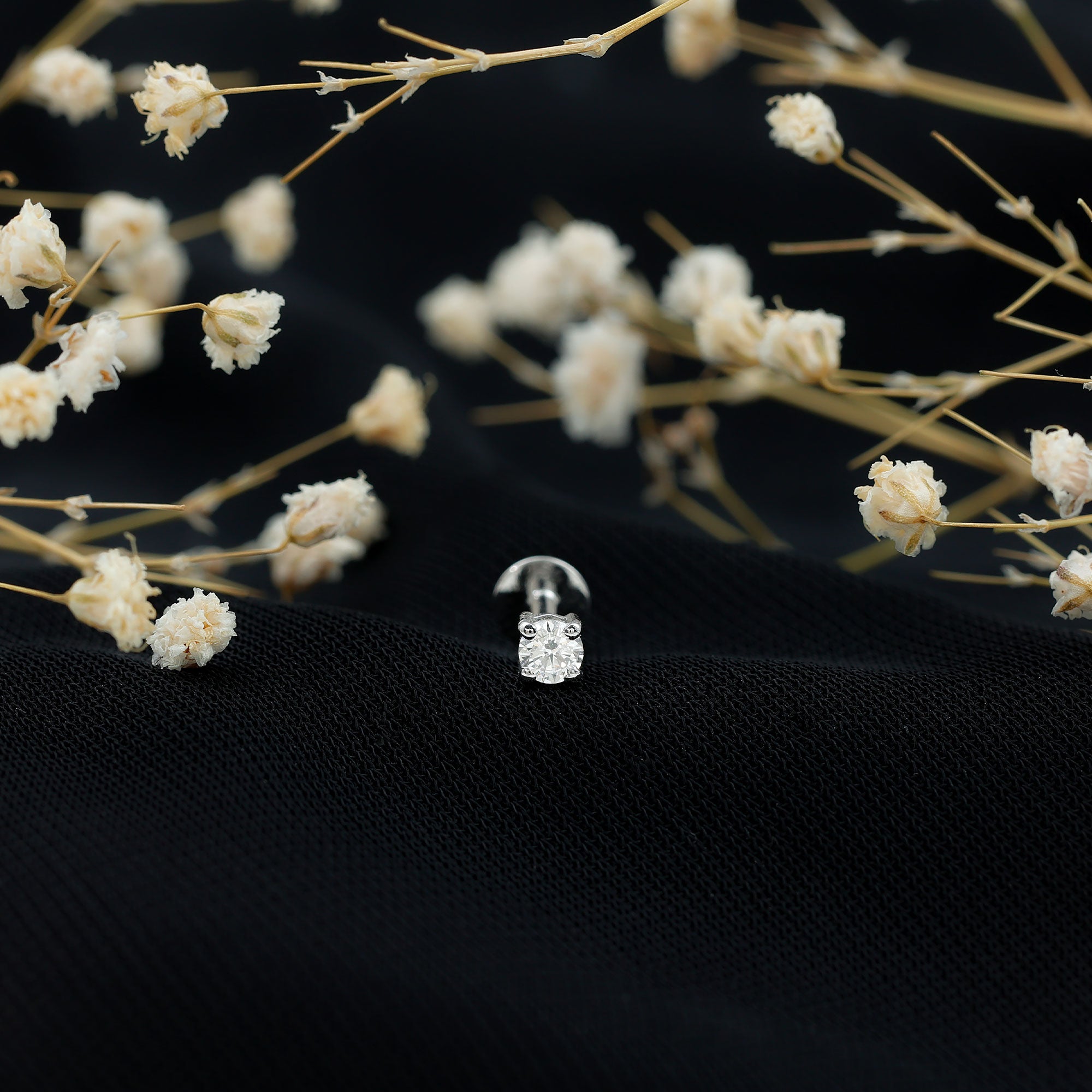 Minimalist Diamond Solitaire Conch Earring Lab - ( EF-VS ) - Rosec Jewels