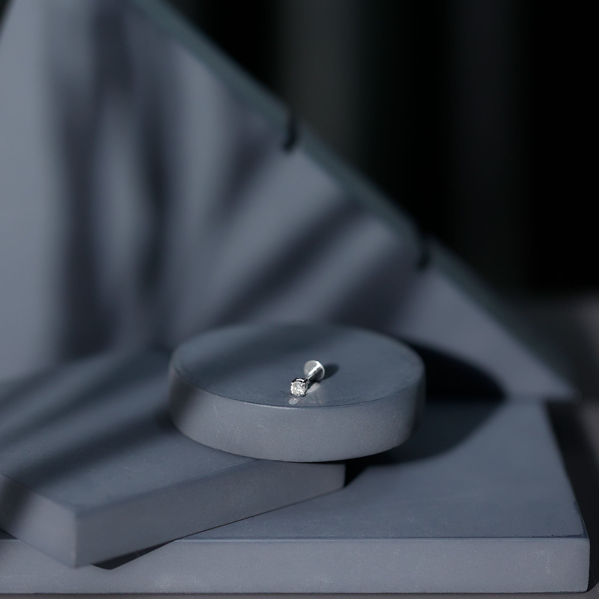 Minimalist Diamond Solitaire Conch Earring Lab - ( EF-VS ) - Rosec Jewels