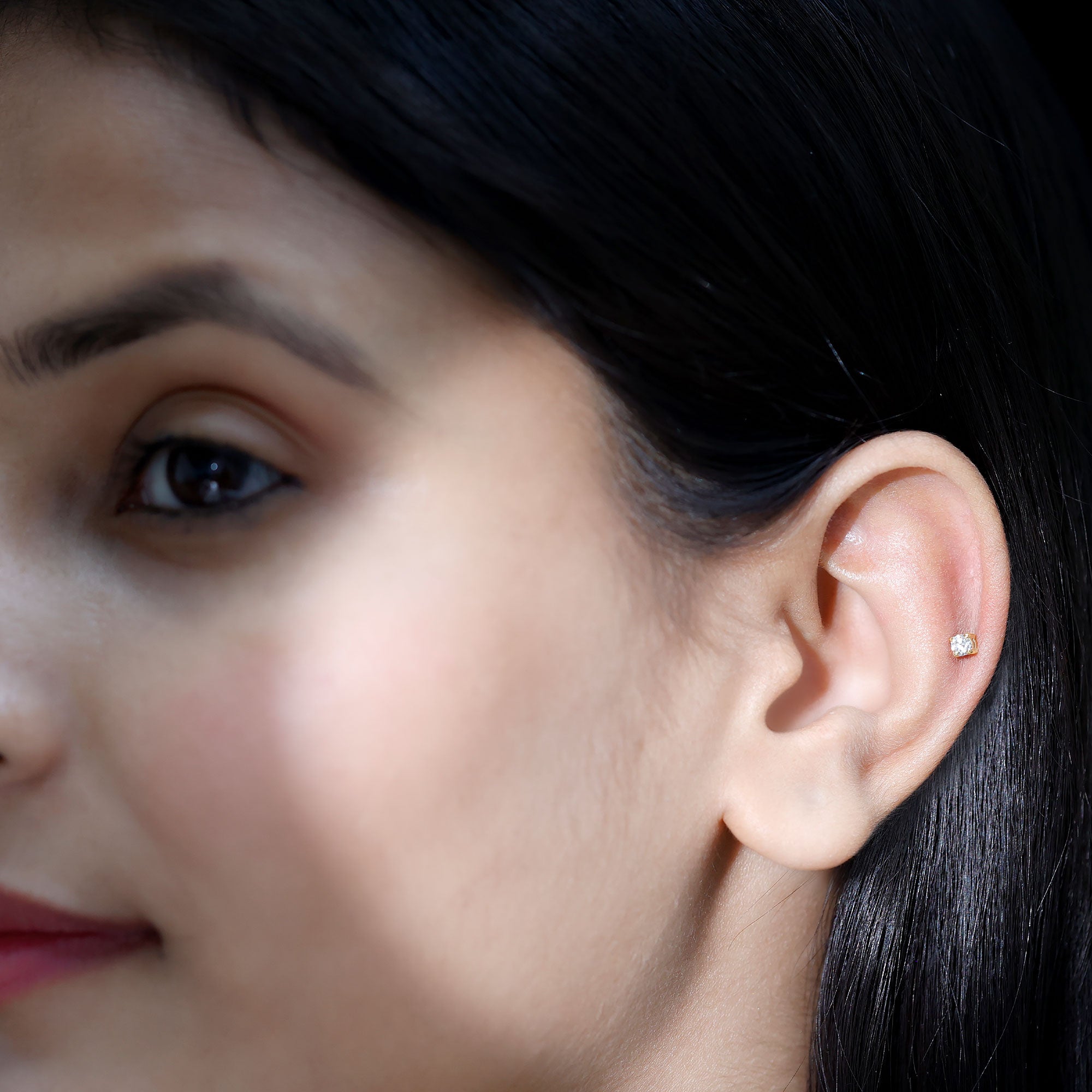 Minimalist Diamond Solitaire Conch Earring Lab - ( EF-VS ) - Rosec Jewels
