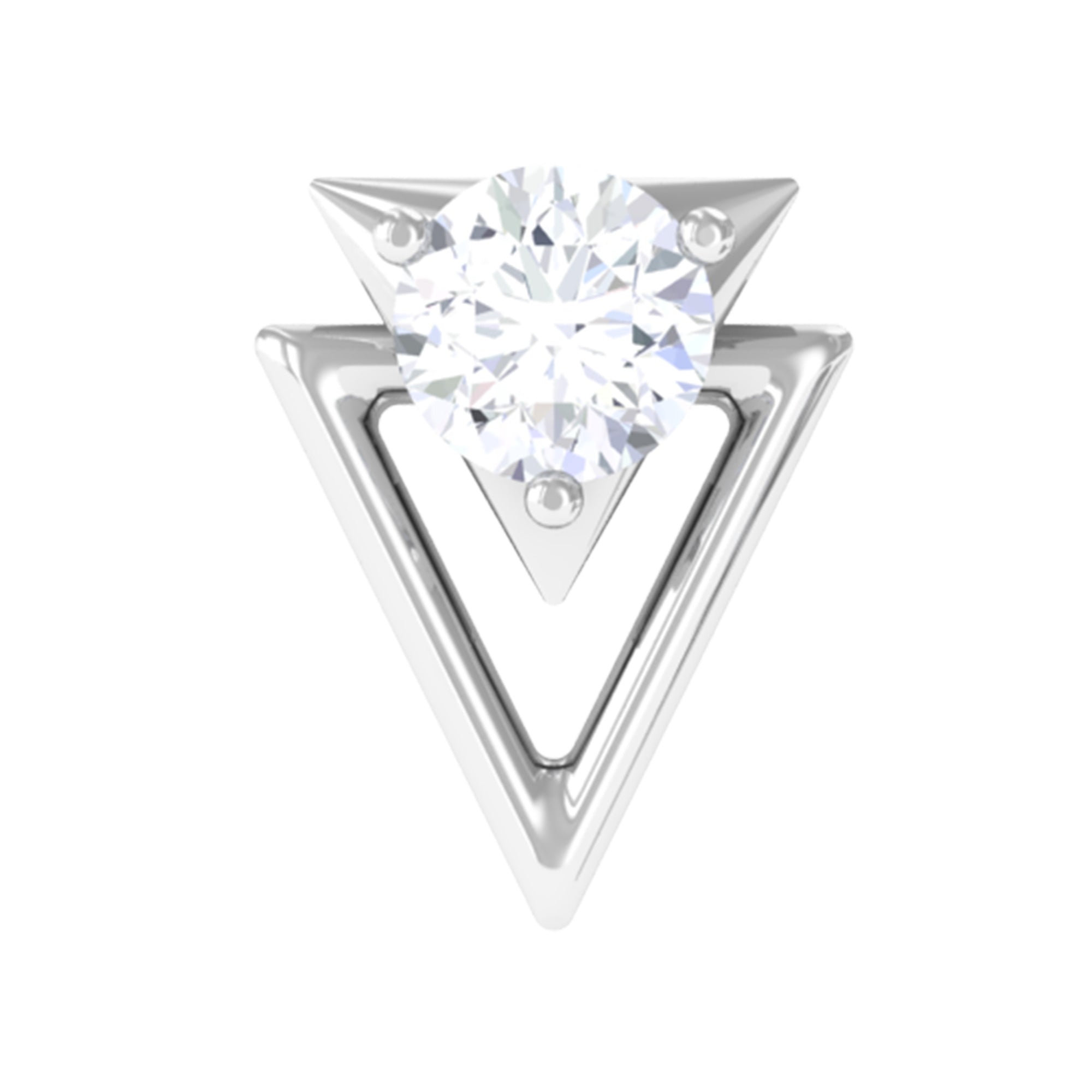 Simple Diamond Solitaire Triangle Cartilage Earring Lab - ( EF-VS ) - Rosec Jewels