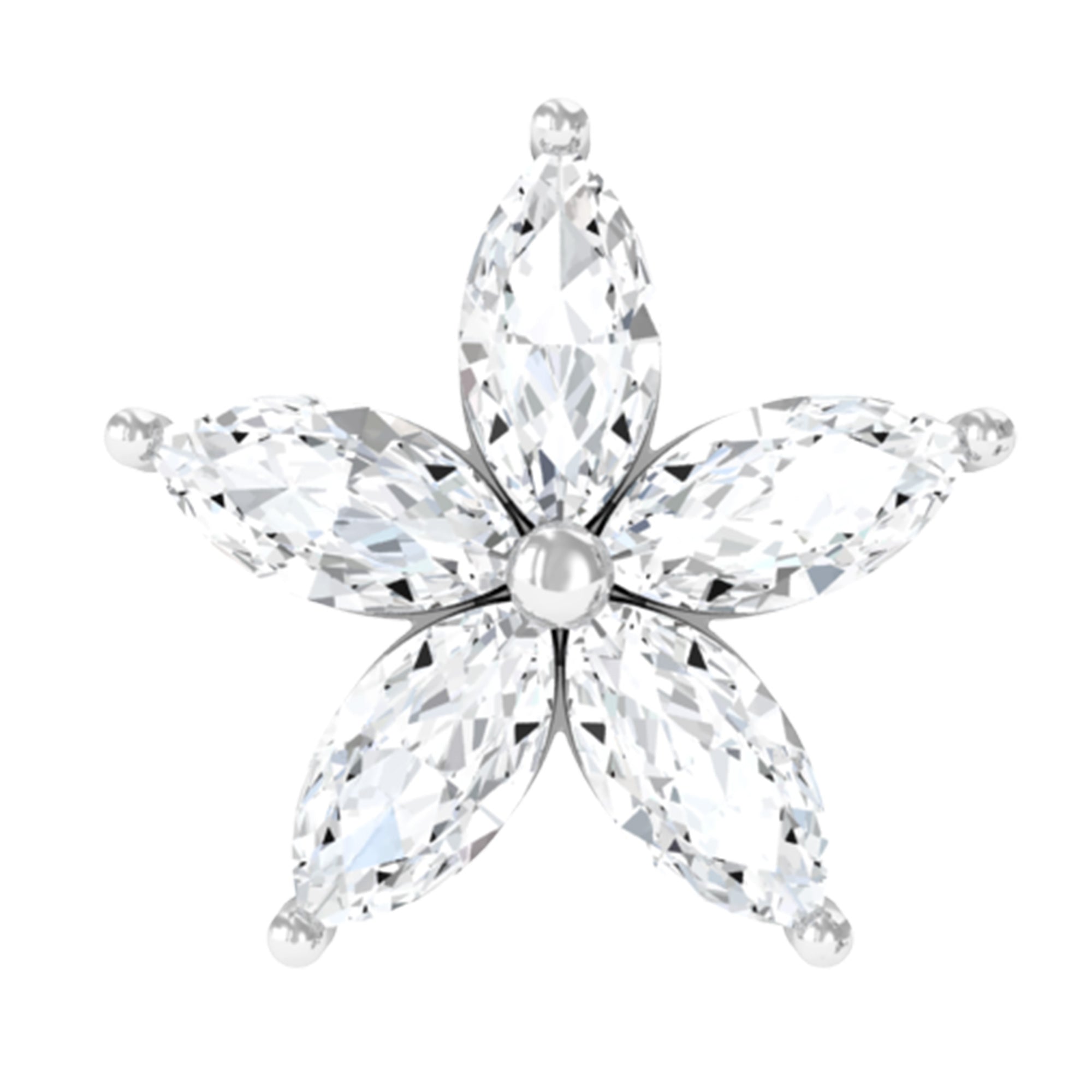 Marquise Diamond Floral Upper Lobe Earring Lab - ( EF-VS ) - Rosec Jewels