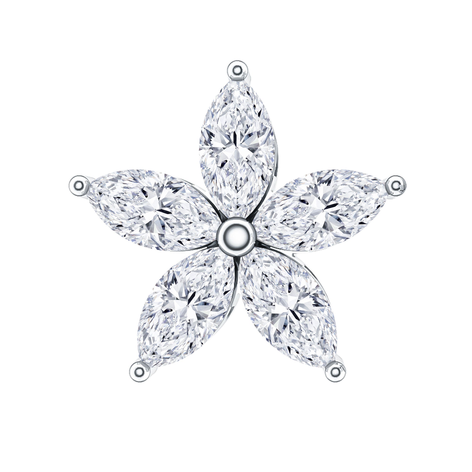 Marquise Diamond Floral Upper Lobe Earring Lab - ( EF-VS ) - Rosec Jewels