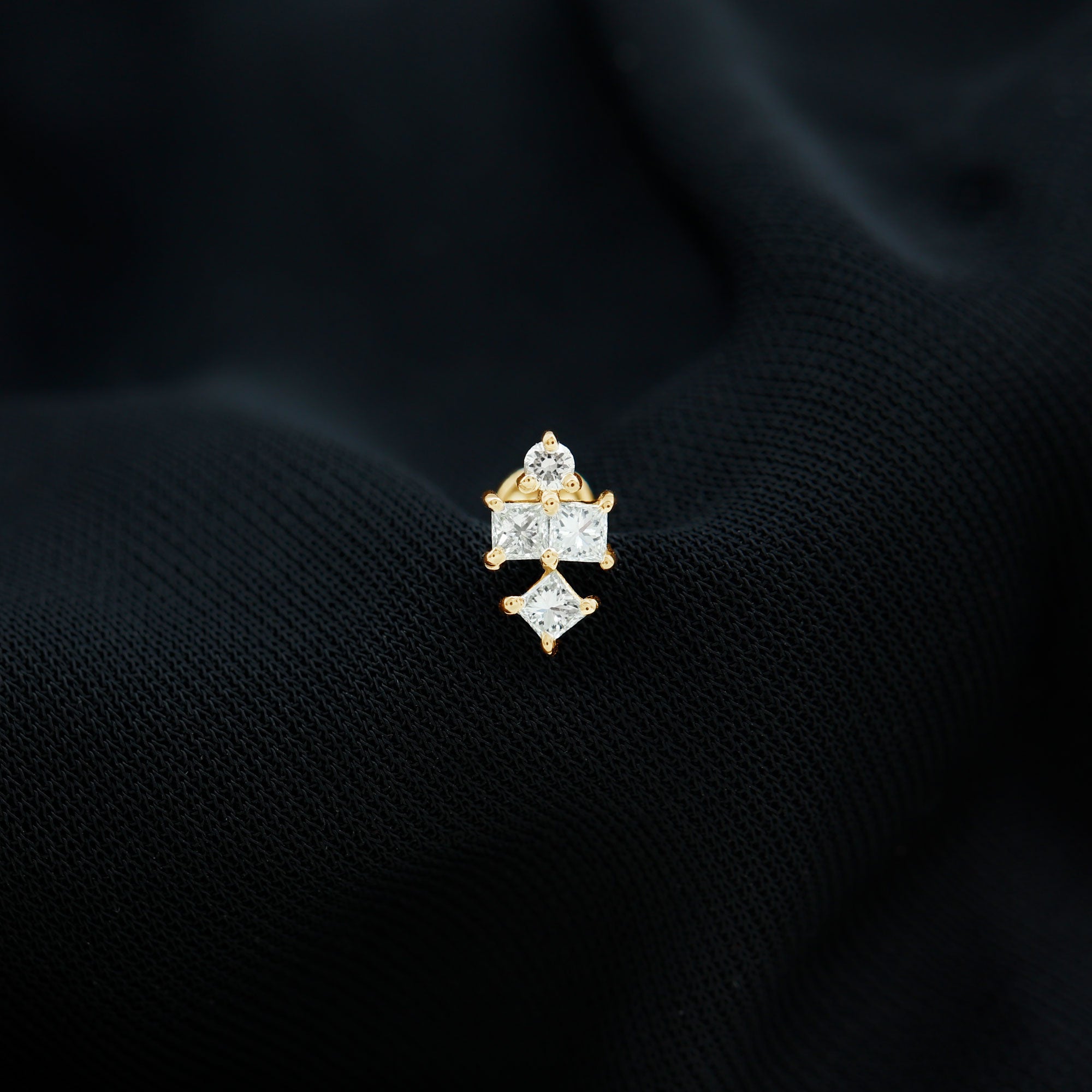 Princess Cut Diamond Helix Piercing Earring for Women Lab - ( EF-VS ) - Rosec Jewels