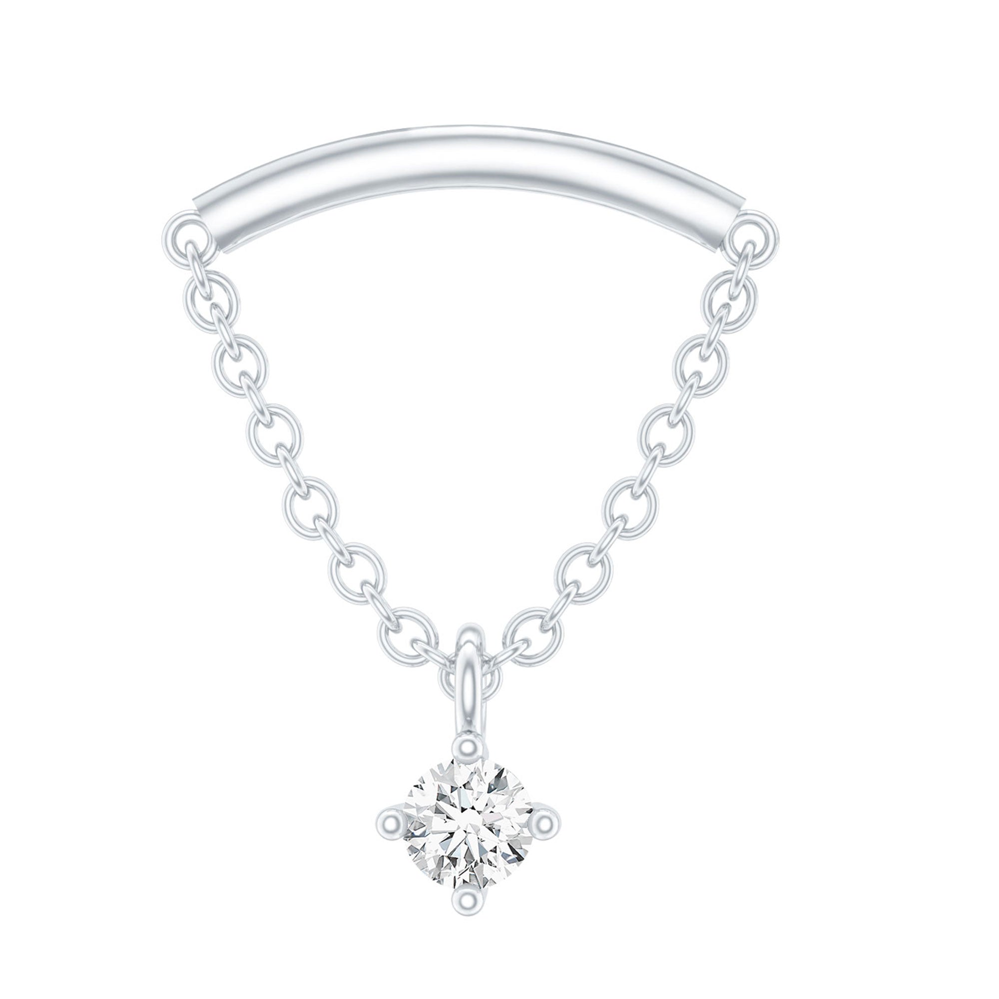 Single Diamond Hidden Helix Earring with Chain