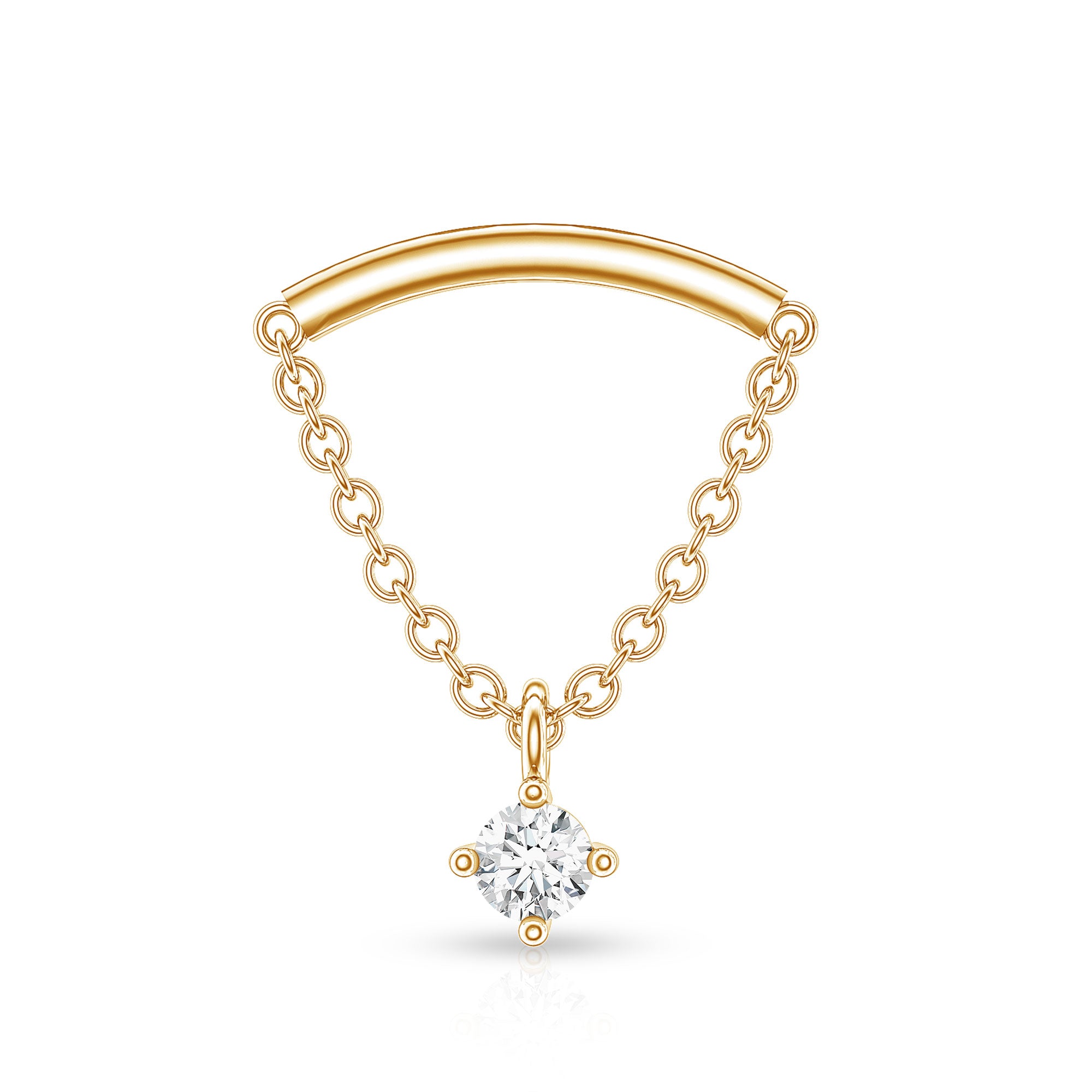 Single Diamond Hidden Helix Earring with Chain Lab - ( EF-VS ) - Rosec Jewels