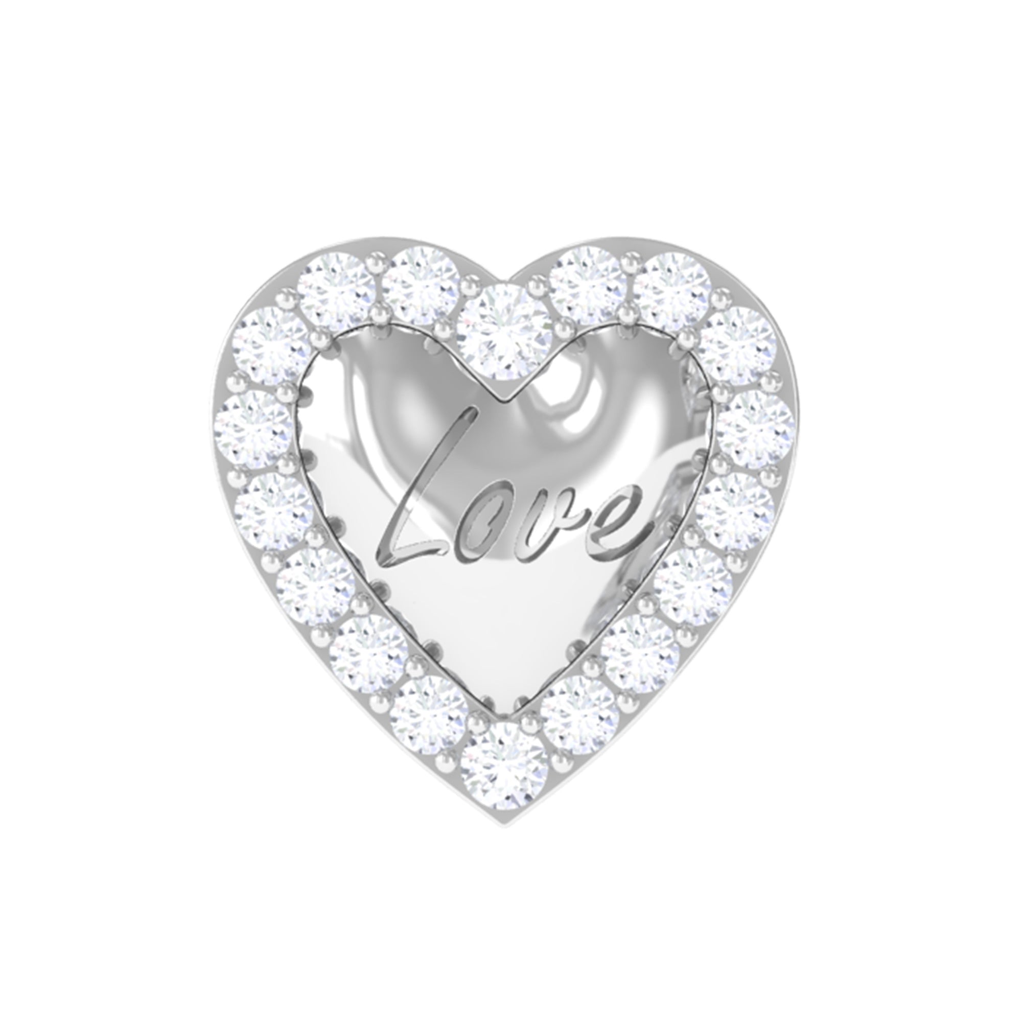 Cute Diamond Love Heart Earring for Helix Piercing Lab - ( EF-VS ) - Rosec Jewels
