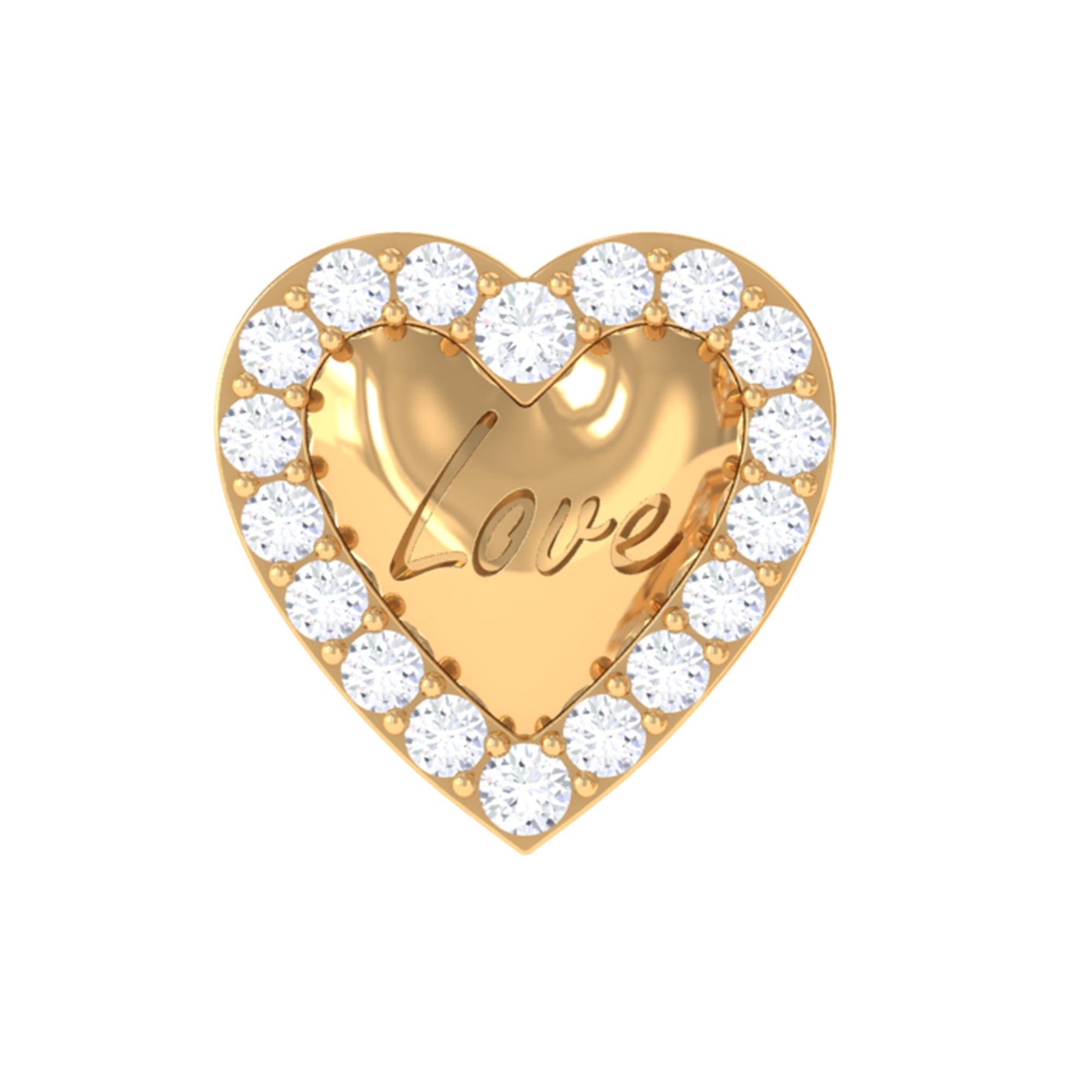 Cute Diamond Love Heart Earring for Helix Piercing Lab - ( EF-VS ) - Rosec Jewels