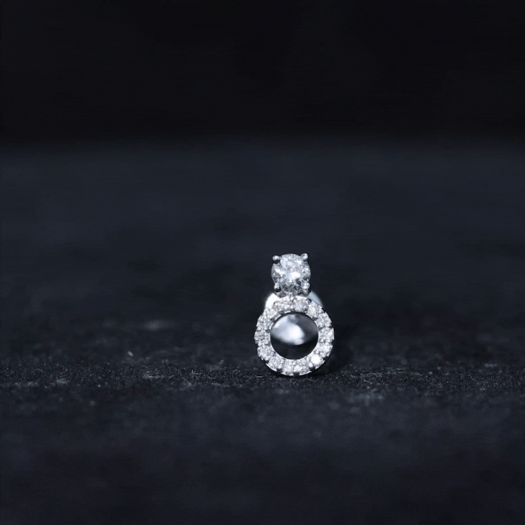 Minimalist Diamond Open Circle Helix Earring Lab - ( EF-VS ) - Rosec Jewels