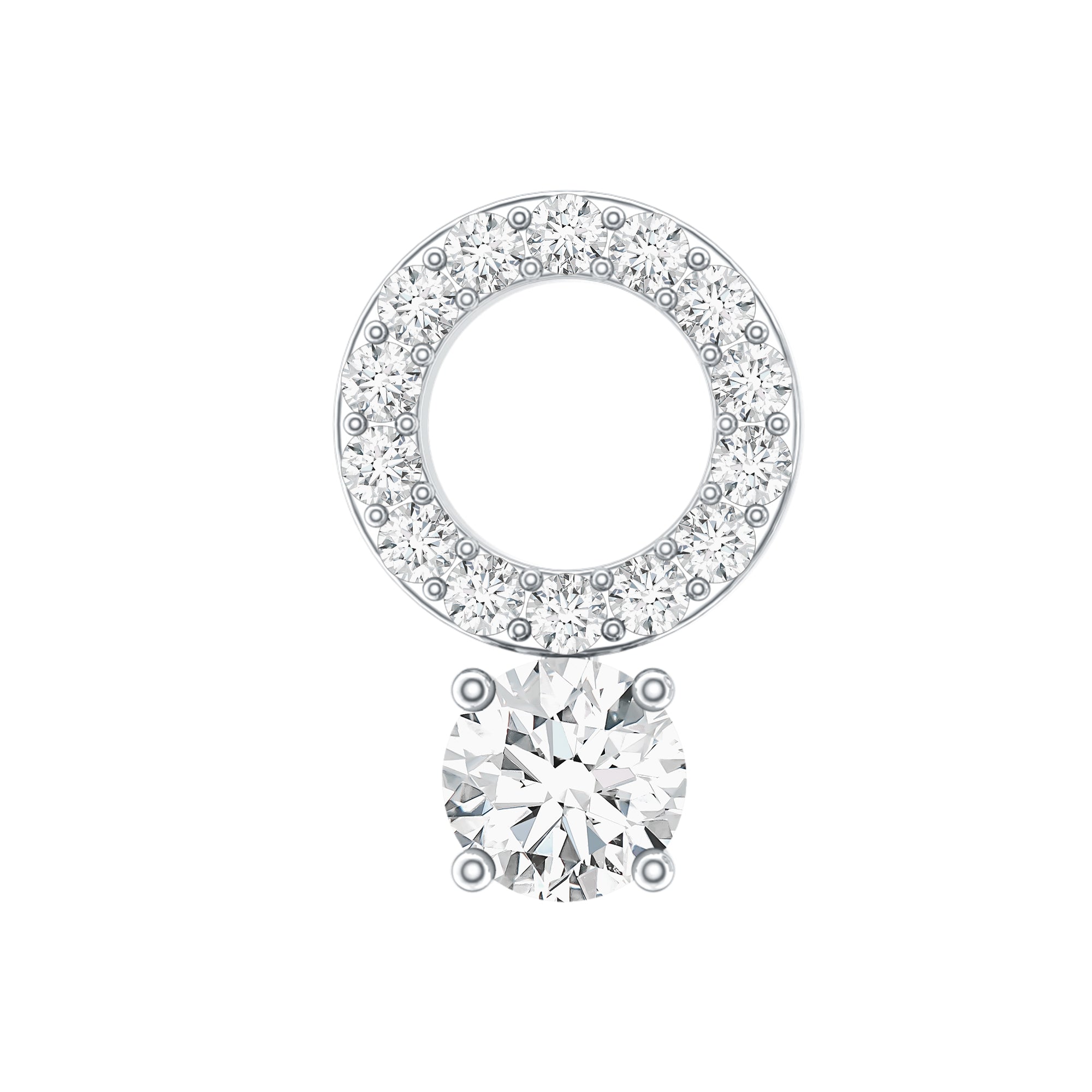 Minimalist Diamond Open Circle Helix Earring Lab - ( EF-VS ) - Rosec Jewels