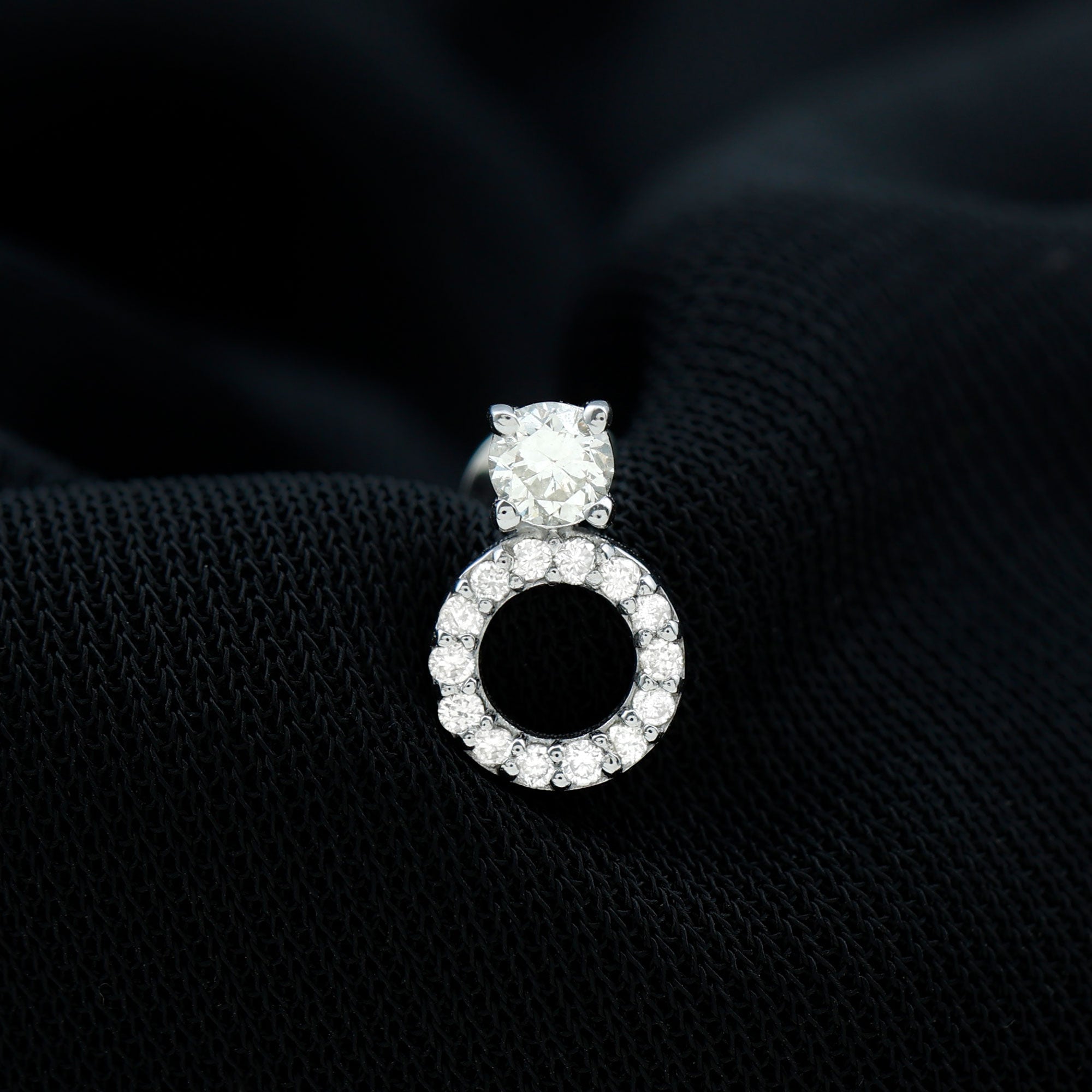 Minimalist Diamond Open Circle Helix Earring Lab - ( EF-VS ) - Rosec Jewels
