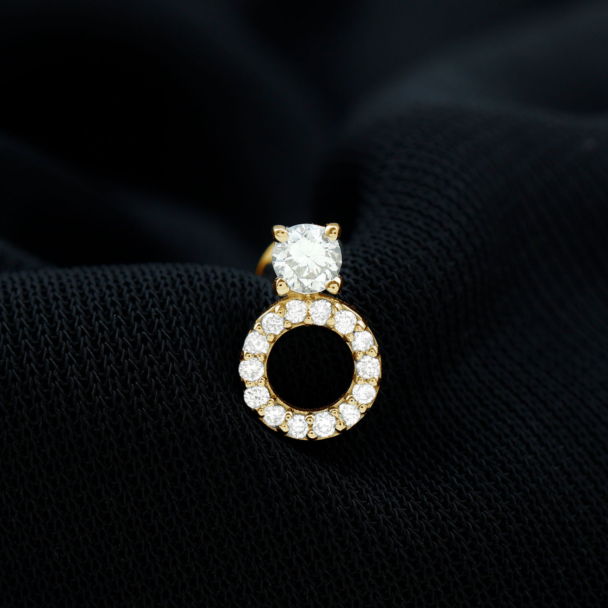 Minimalist Diamond Open Circle Helix Earring Lab - ( EF-VS ) - Rosec Jewels