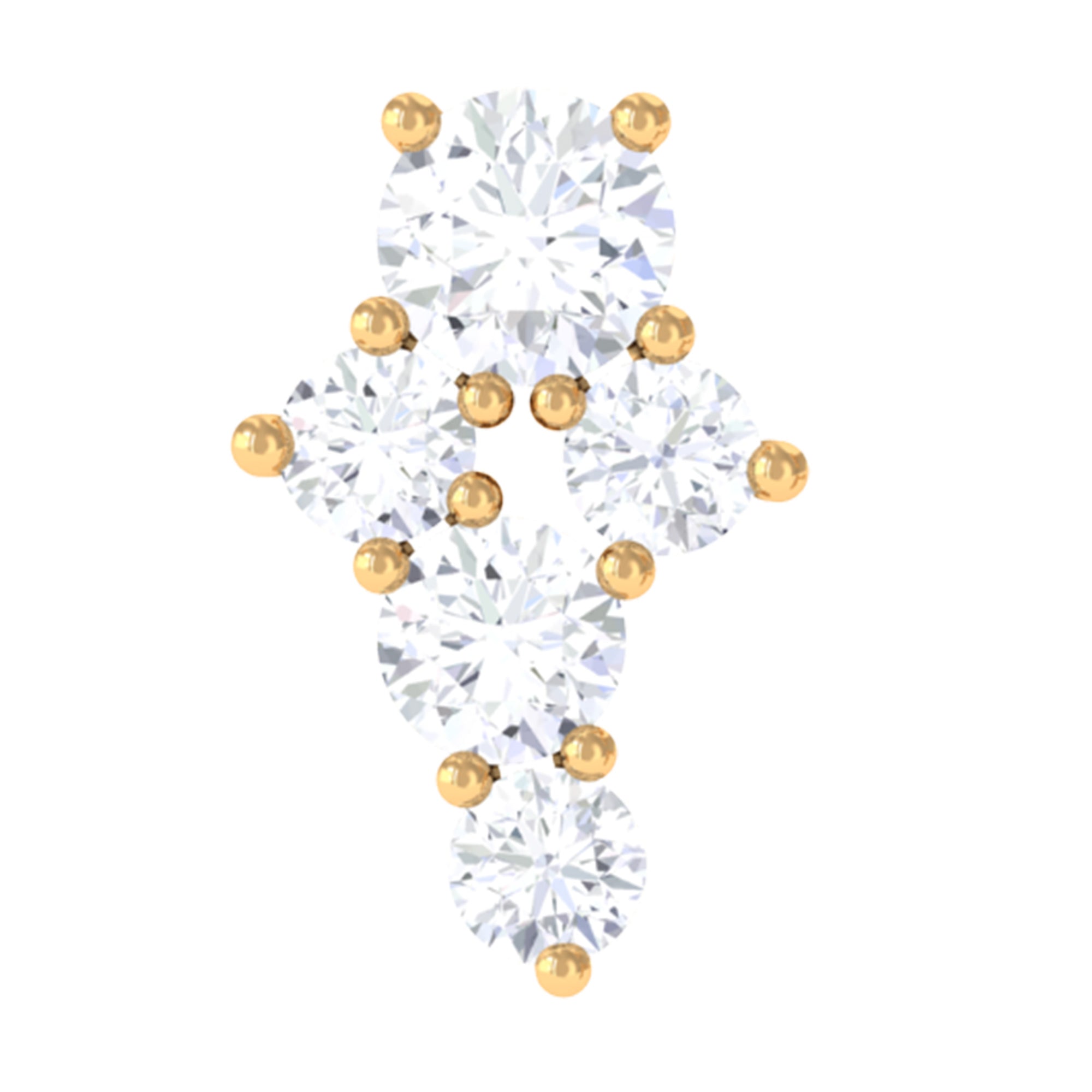 Certified Diamond Cluster Cartilage Piercing Earring Lab - ( EF-VS ) - Rosec Jewels