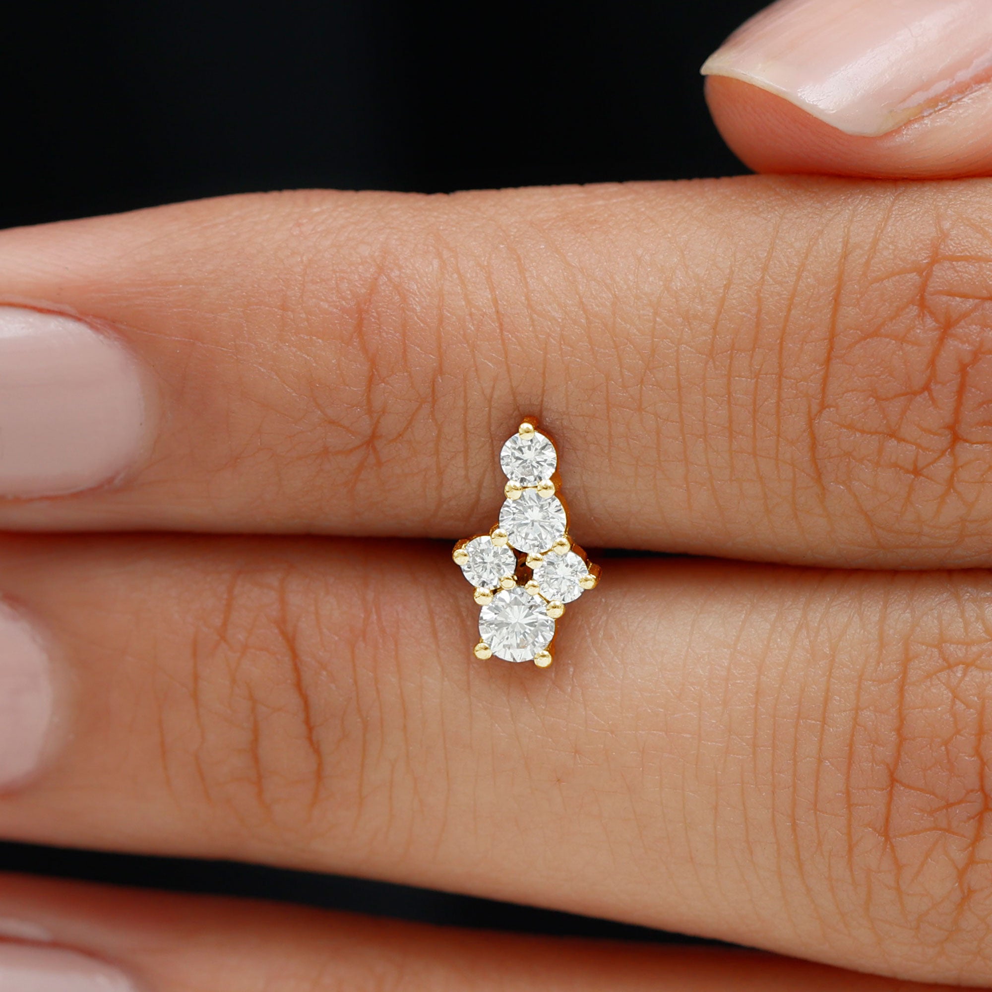 Rosec Jewels-Certified Diamond Cluster Cartilage Piercing Earring