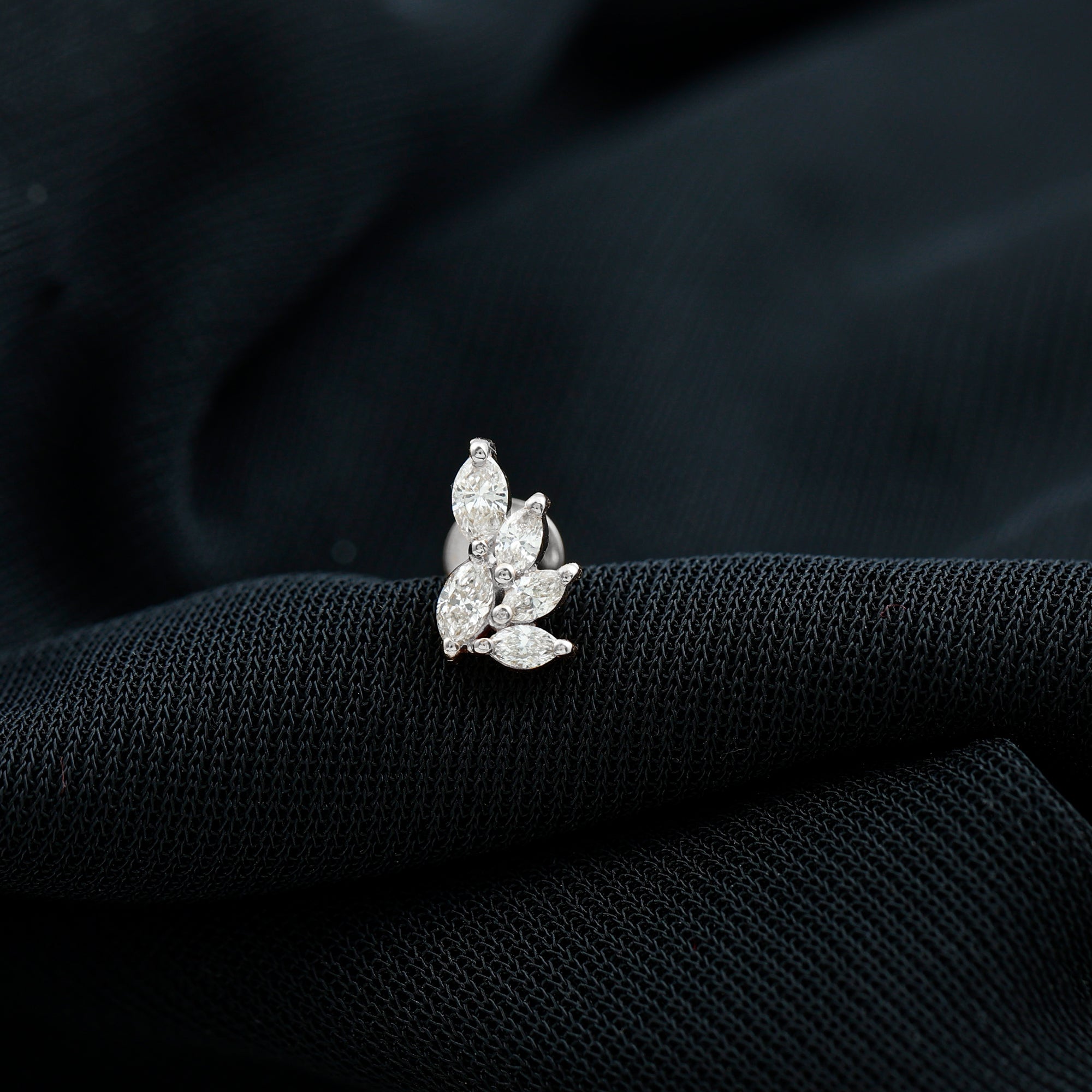 Nature Inspired Marquise Diamond Cluster Earring for Helix Lab - ( EF-VS ) - Rosec Jewels