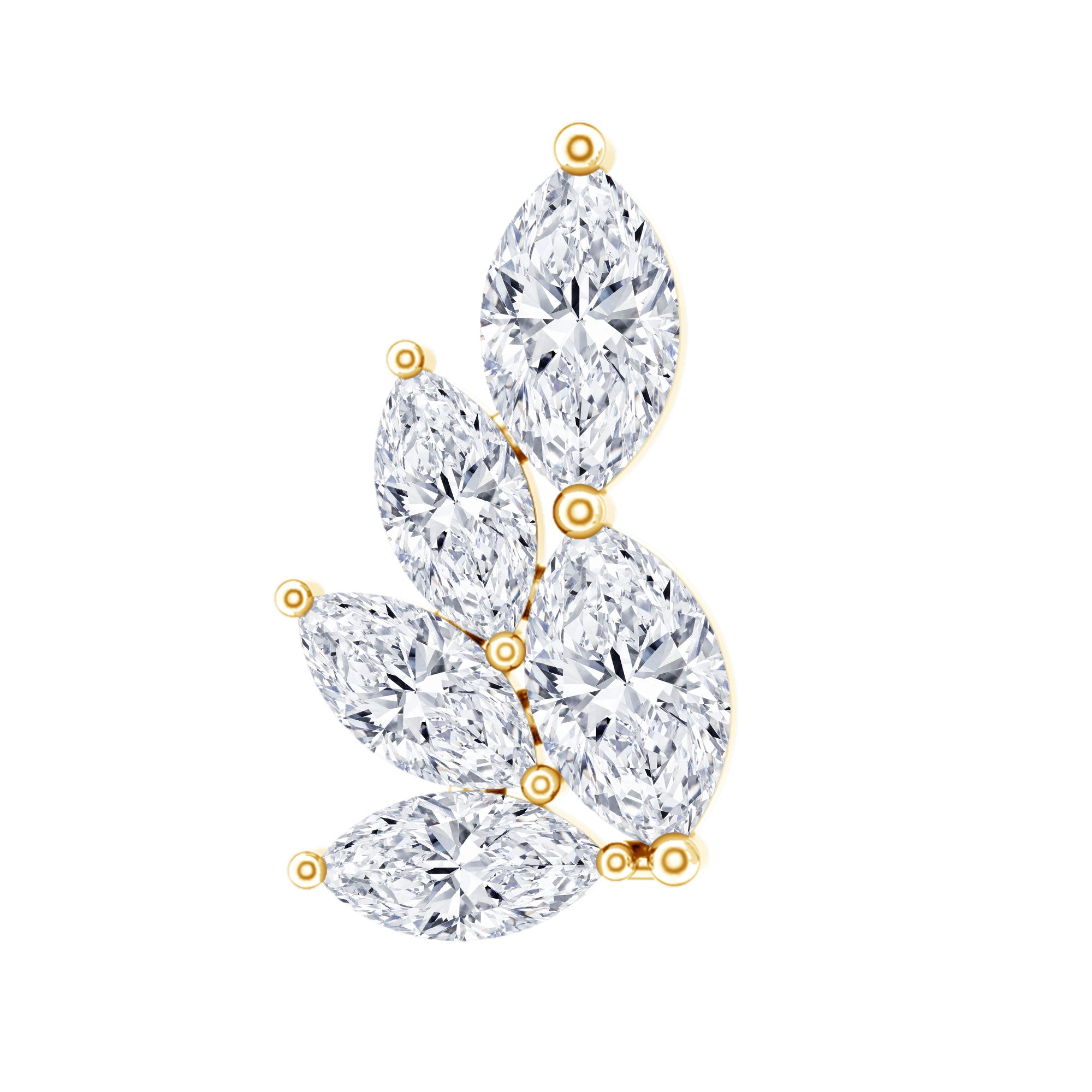 Nature Inspired Marquise Diamond Cluster Earring for Helix Lab - ( EF-VS ) - Rosec Jewels